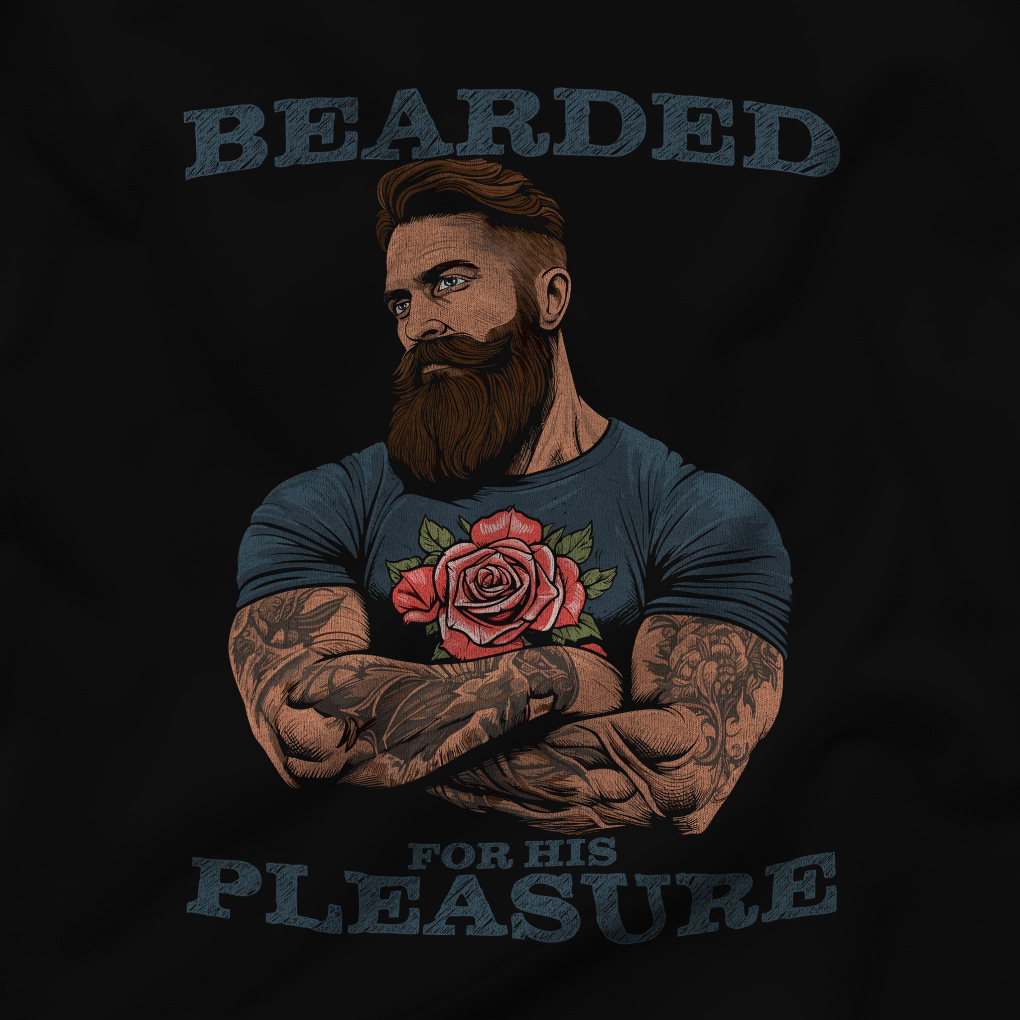 "Bearded for His Pleasure" Gay Beard Lover's T-Shirt - Hunky Tops #color_Black