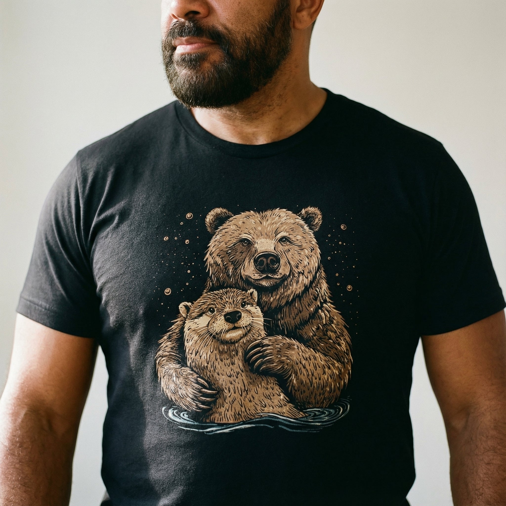Bear + Otter T-Shirt #color_Black