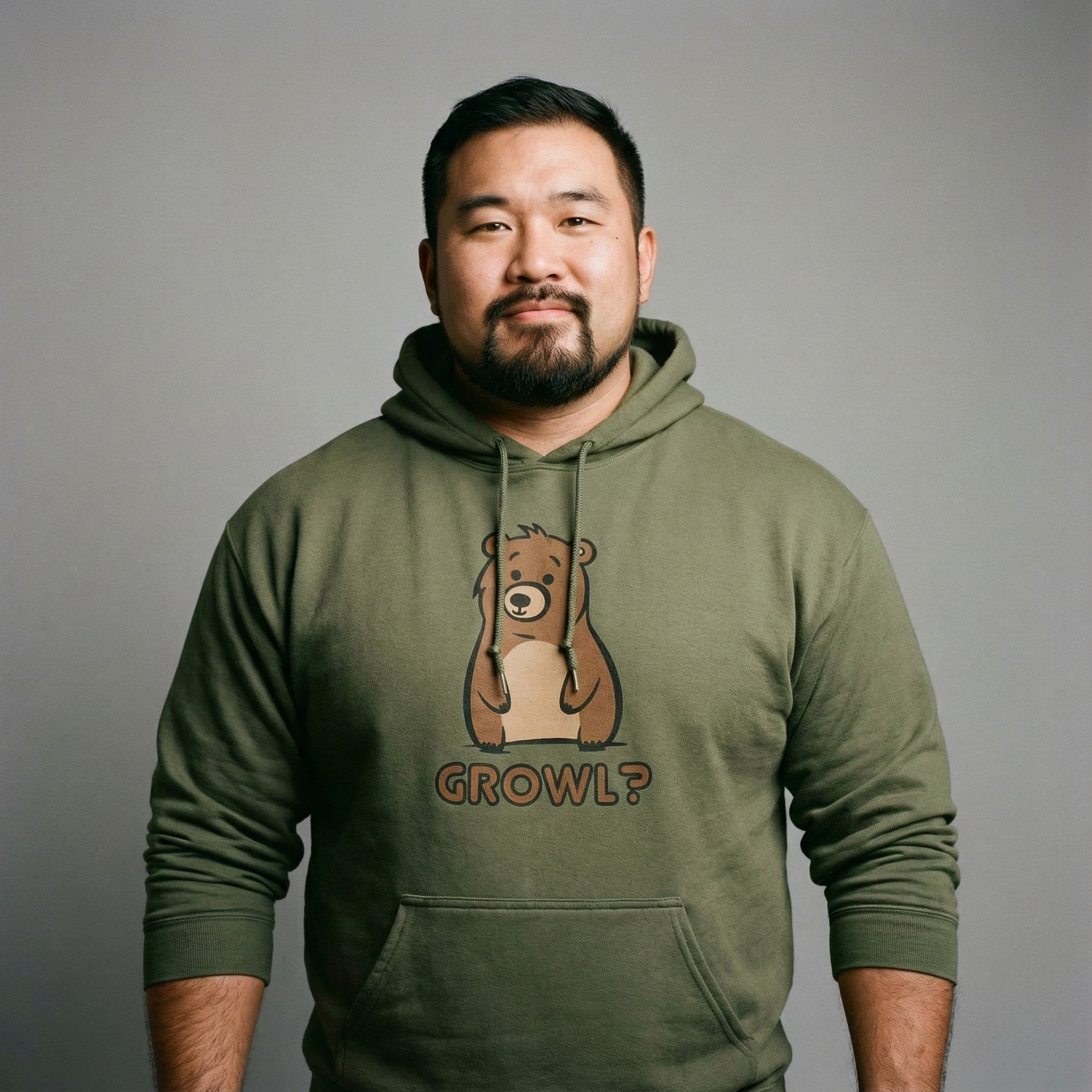 Growl Bear Hoodie #color_Military Green