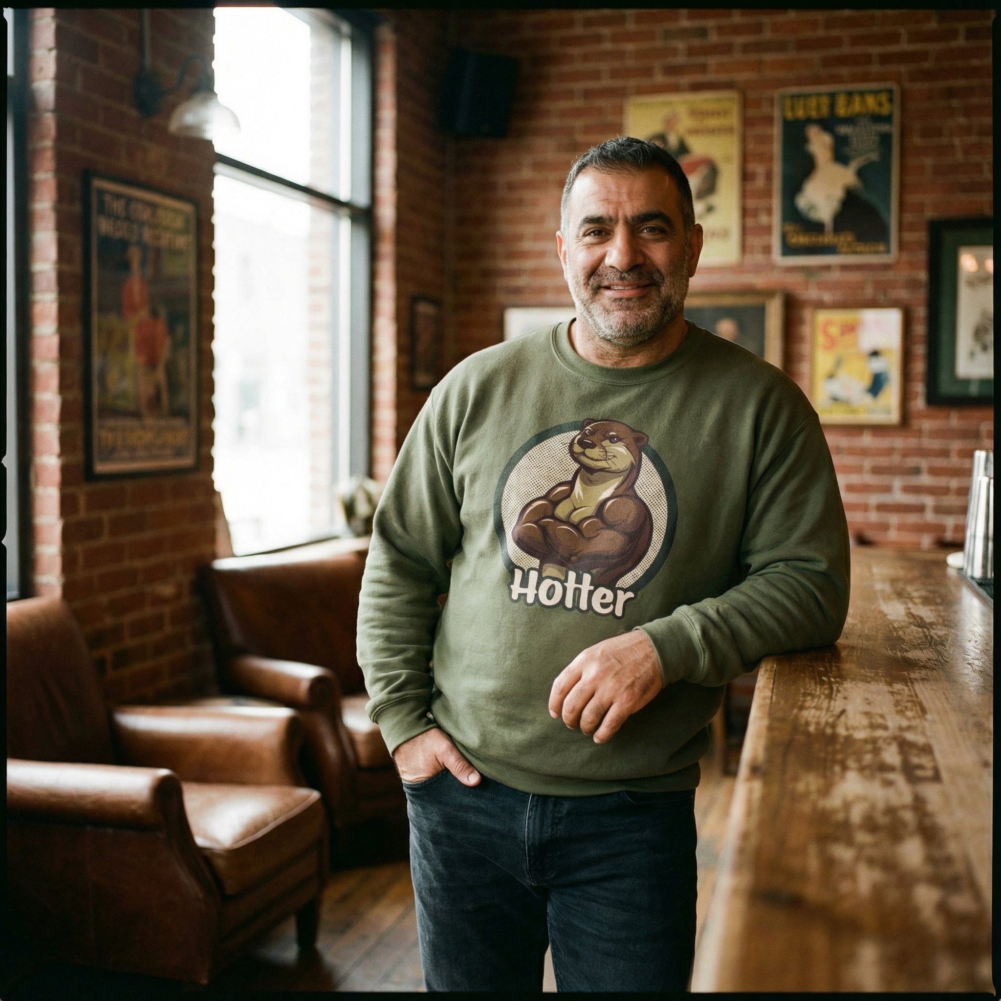 Hotter Muscular Otter Sweatshirt #color_Military Green