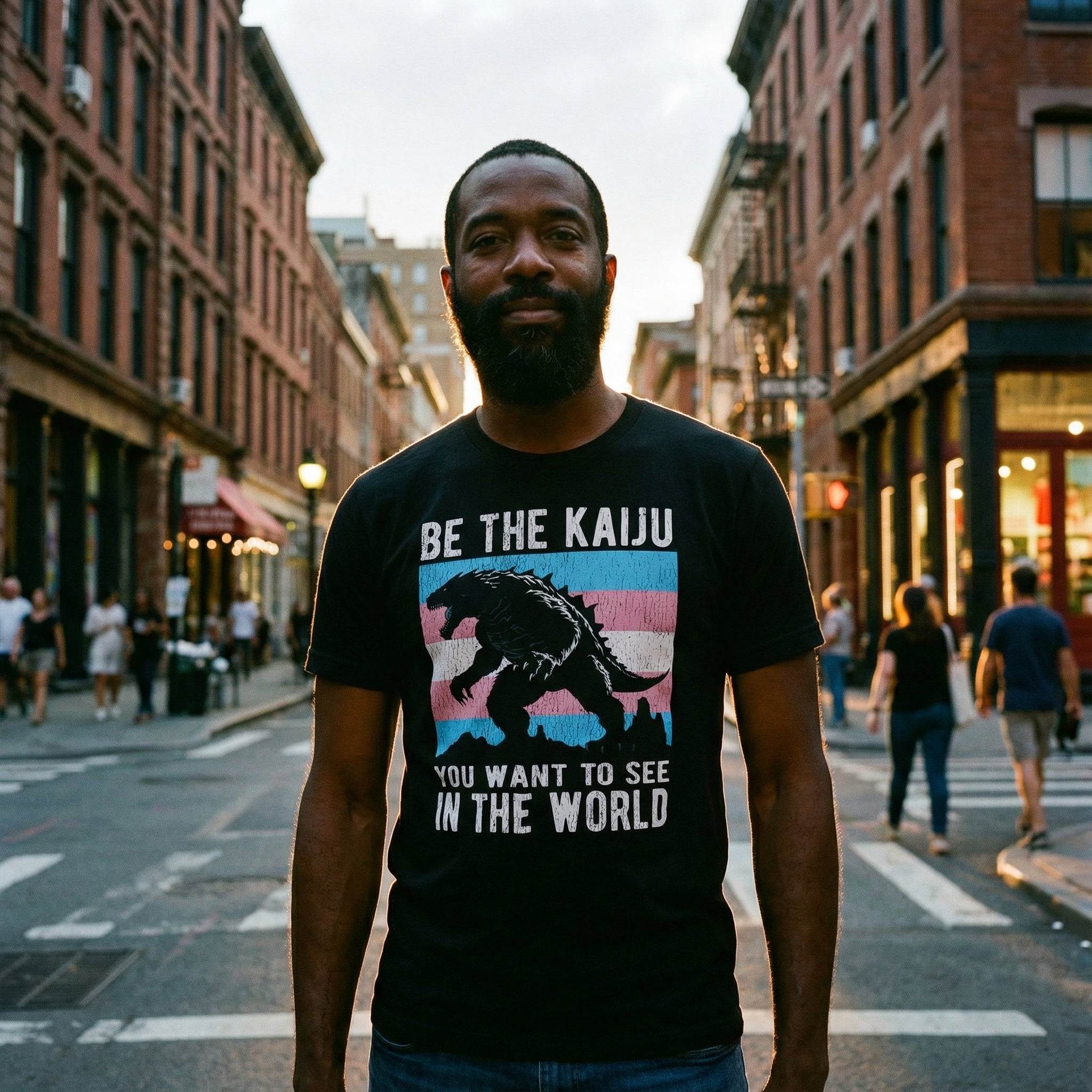 Be The Kaiju You Want to See in the World T-Shirt (Trans Edition) #color_Black