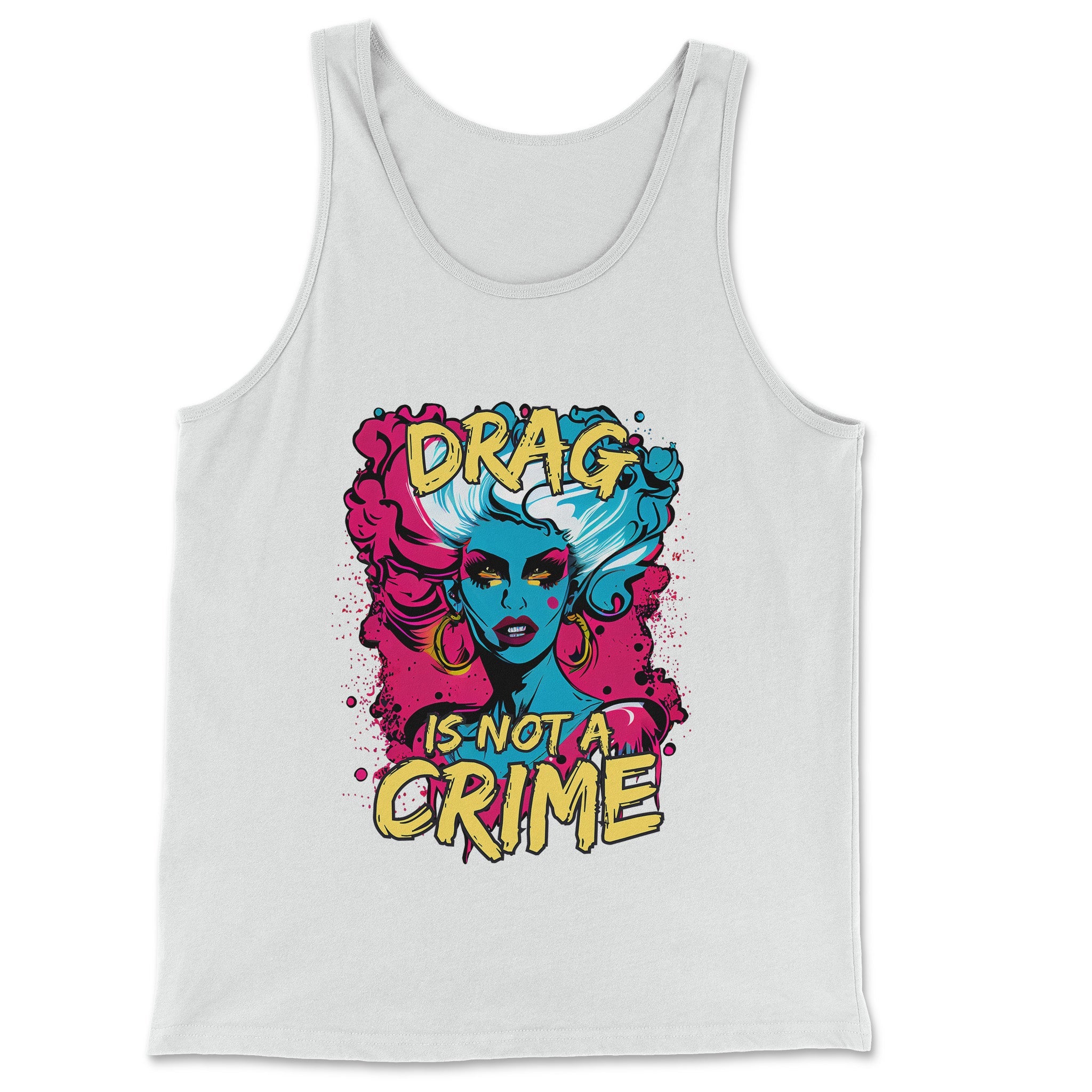 "Drag is Not a Crime" Tank Top - Hunky Tops #color_White
