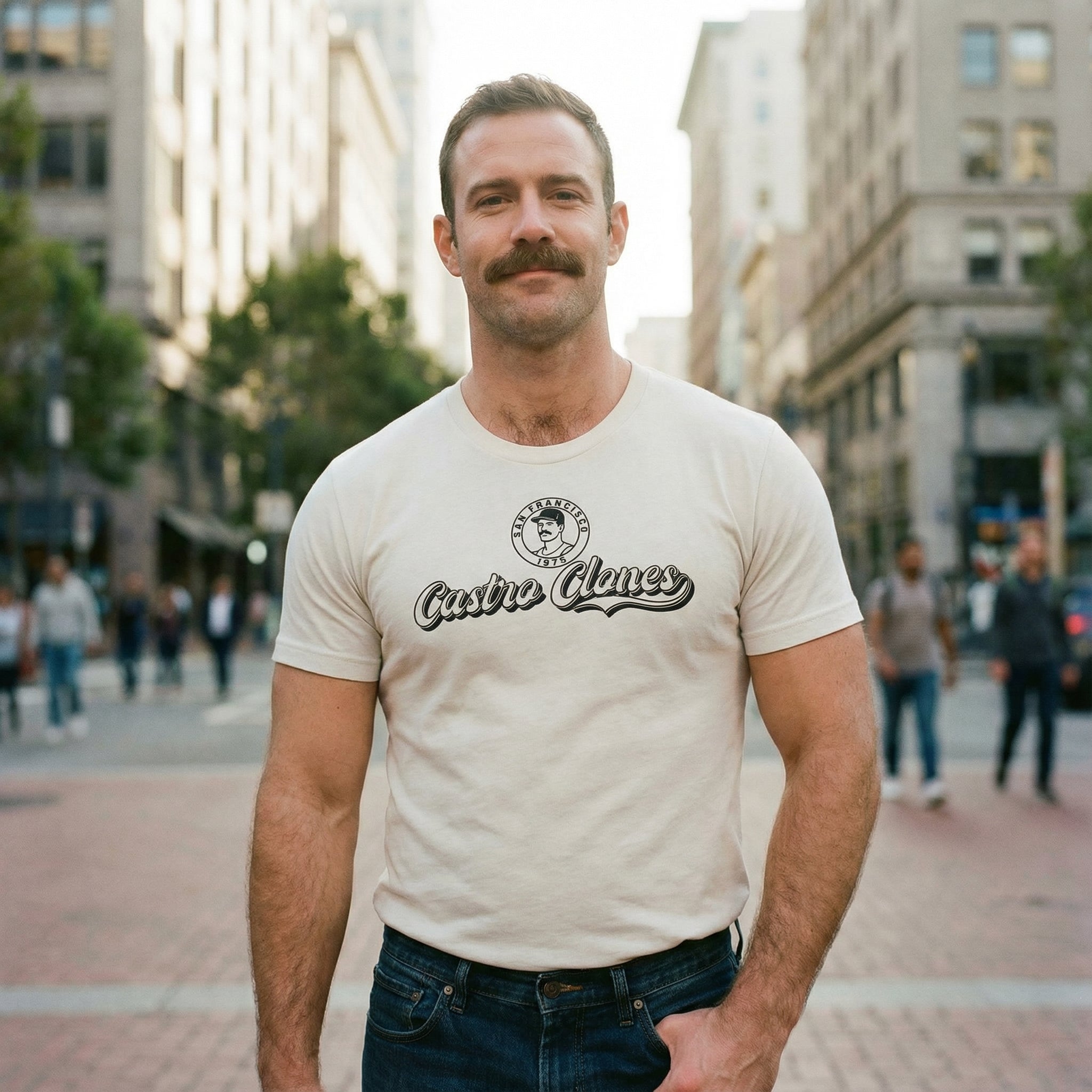 Castro Clones Gay T-Shirt #color_Vintage White