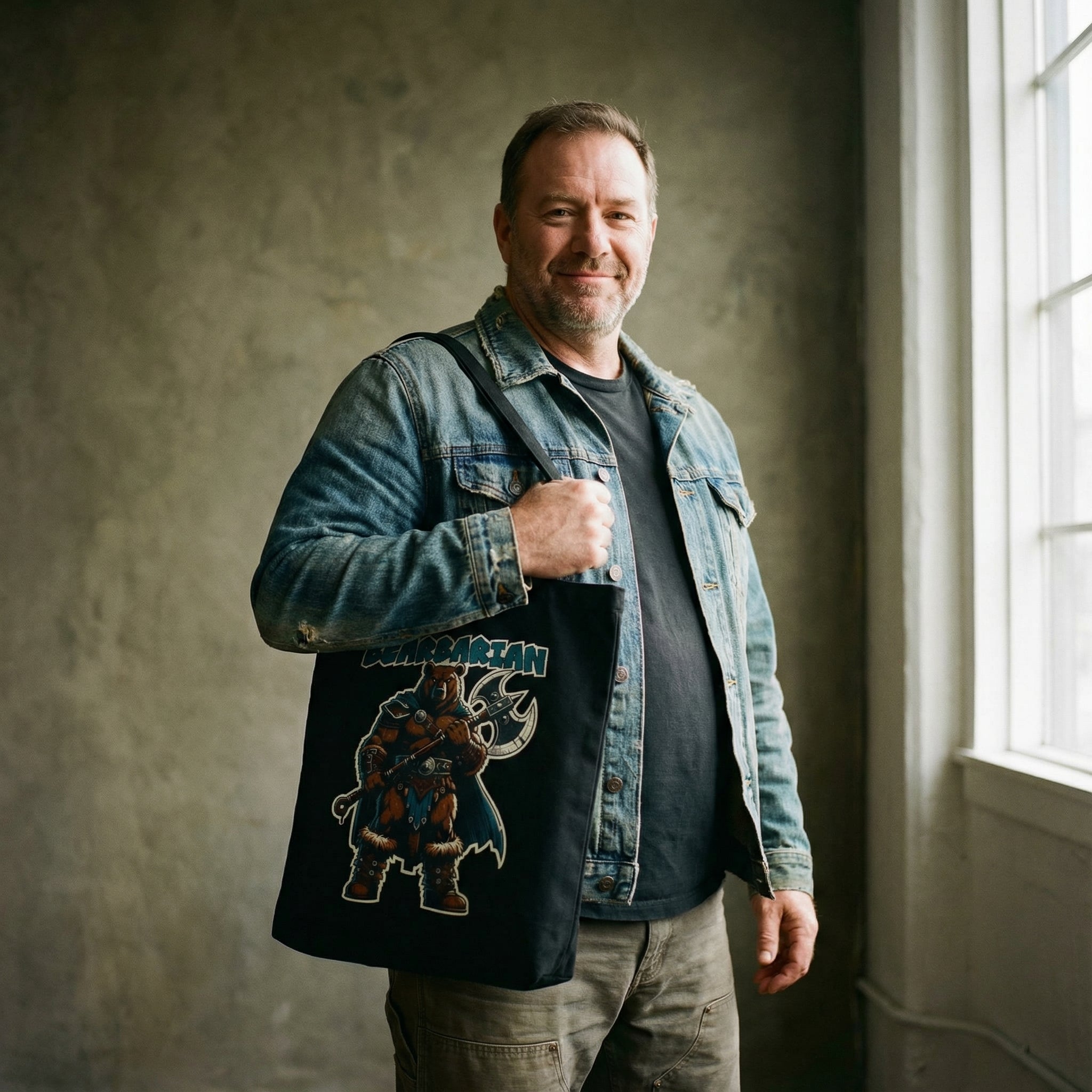 Bearbarian Warrior Canvas Tote Bag #color_Black