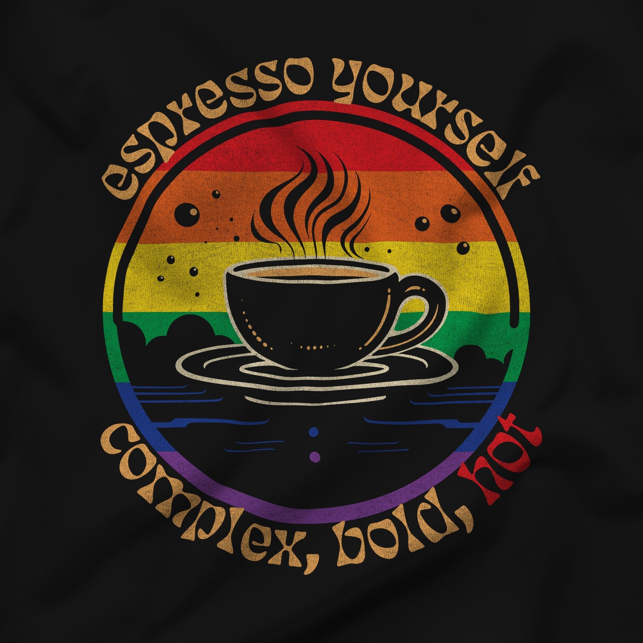 "Espresso Yourself: Complex, Bold, HOT" Graphic Sweatshirt - Hunky Tops #color_Black