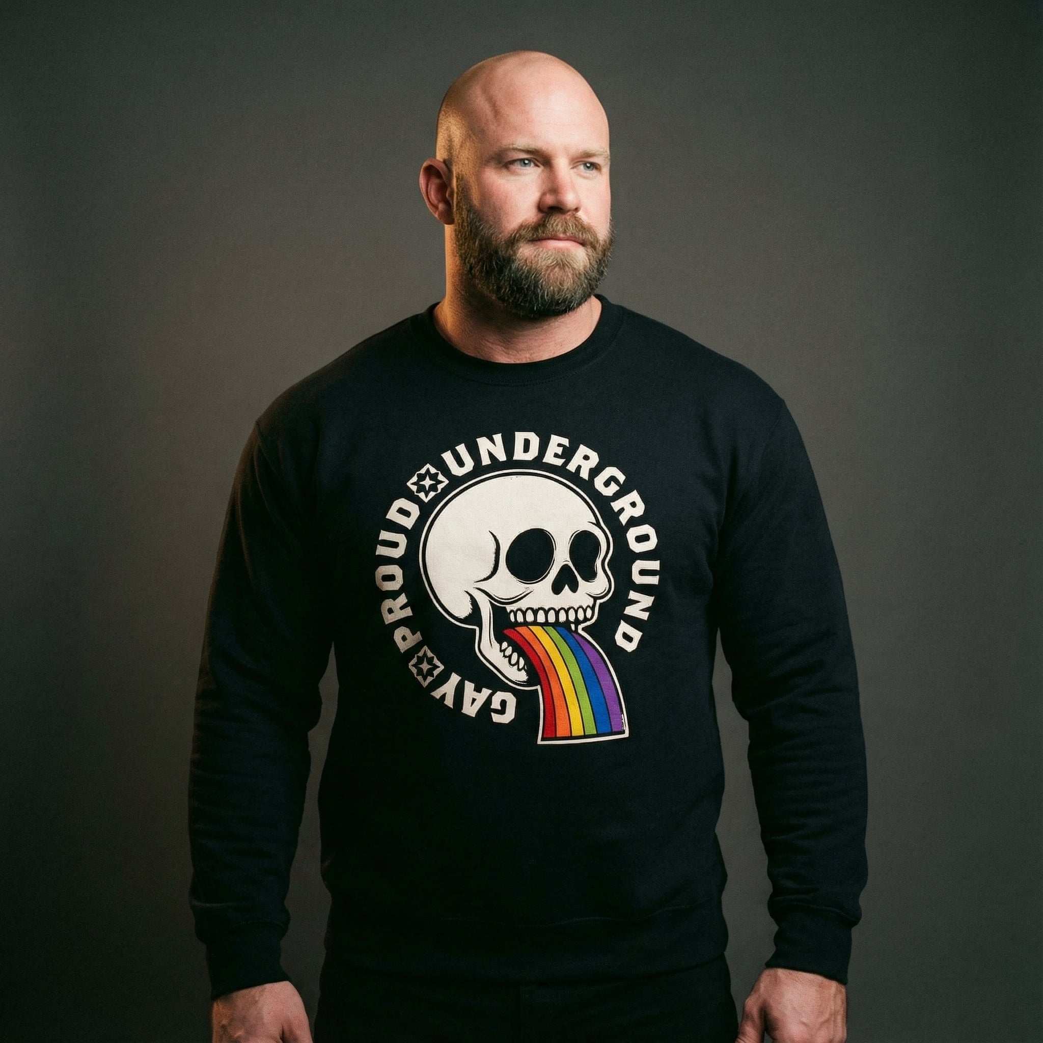 Proud Underground Gay Skull Sweatshirt #color_Black
