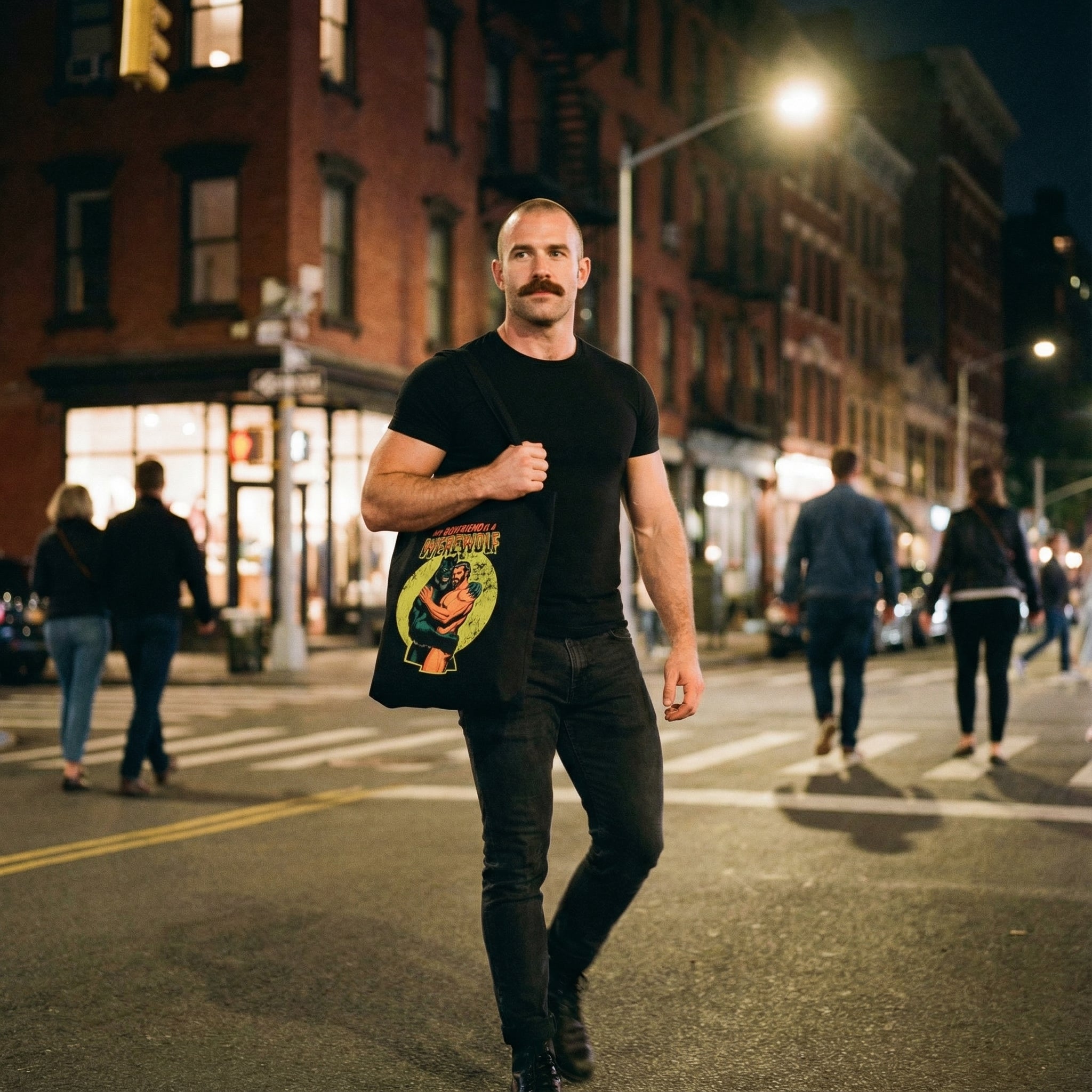 My Boyfriend is a Werewolf Canvas Tote Bag #color_Black