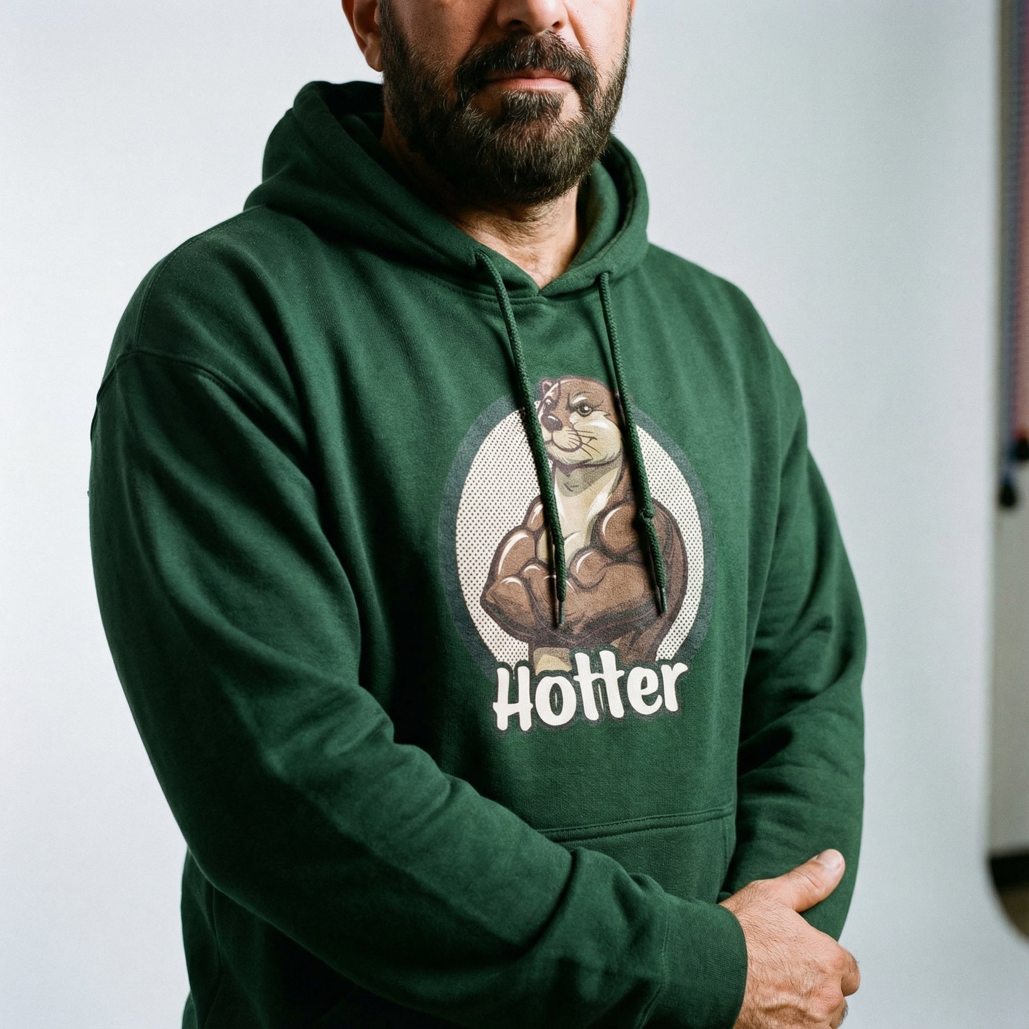 Hotter Muscular Otter Hoodie #color_Forest Green
