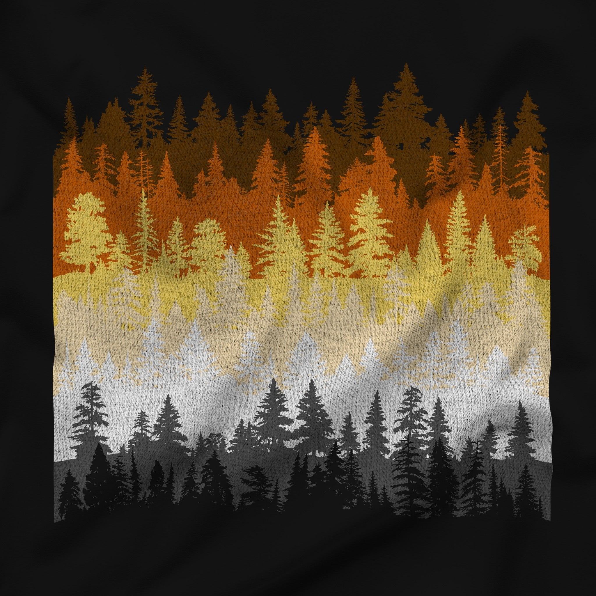 "Forest Silhouette in Bear Pride Colors" Gay Bear T-Shirt - Hunky Tops #color_Black