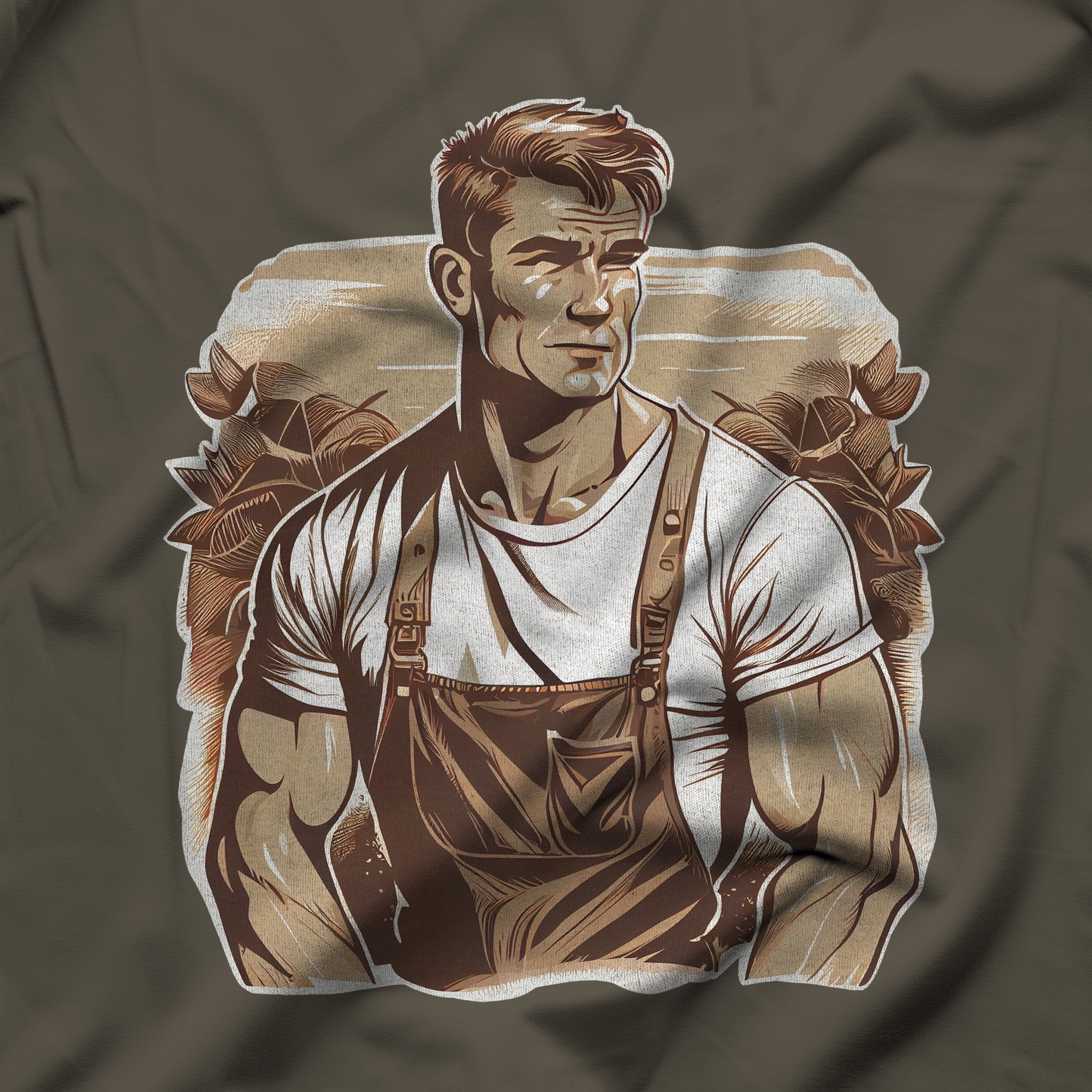 Gay Daddy Farmer Shirt - LGBTQ Pride Gift for Farmer - Handsome Man Graphic Tee - Shirt - Hunky Tops #color_Army