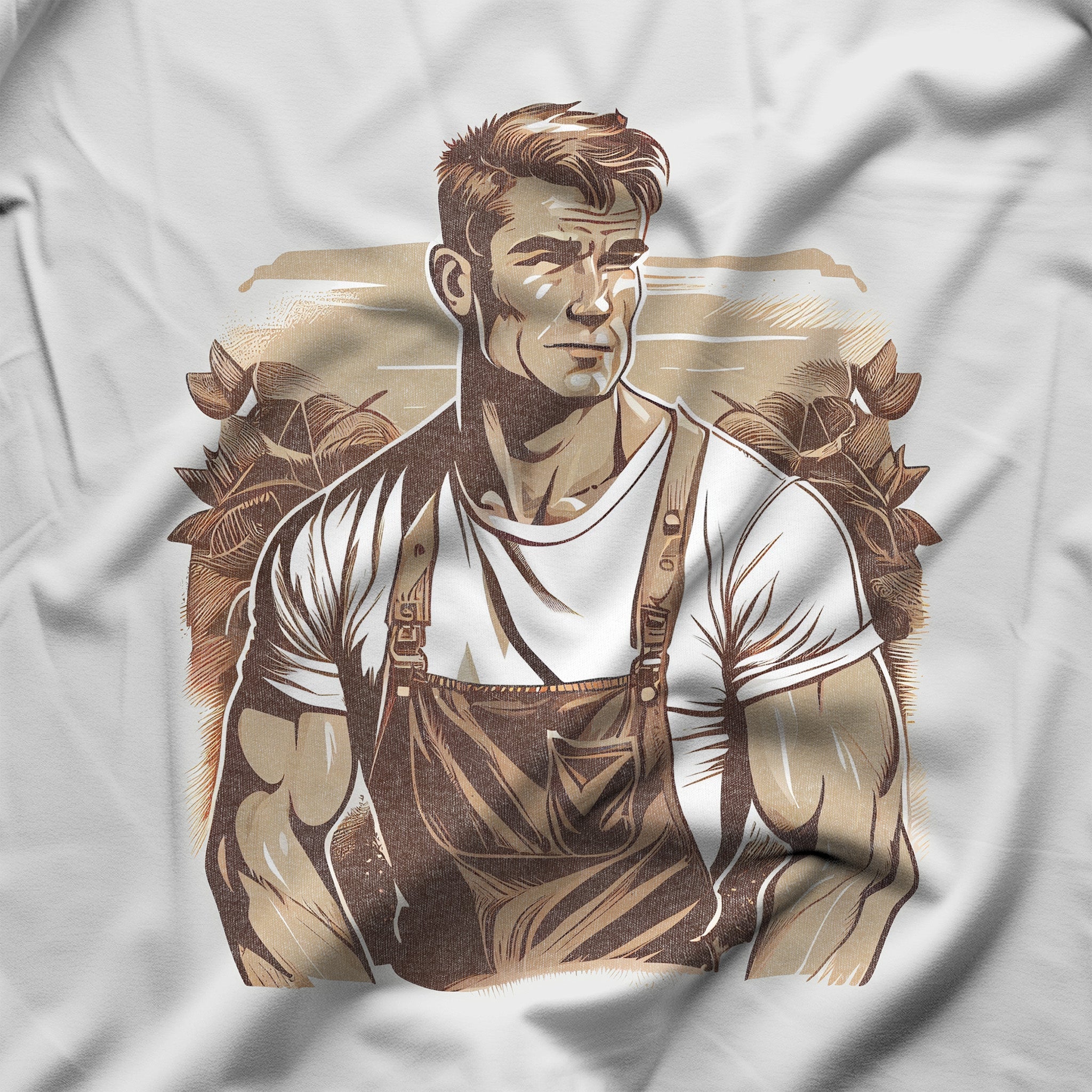 Gay Daddy Farmer Shirt - LGBTQ Pride Gift for Farmer - Handsome Man Graphic Tee - Shirt - Hunky Tops #color_White