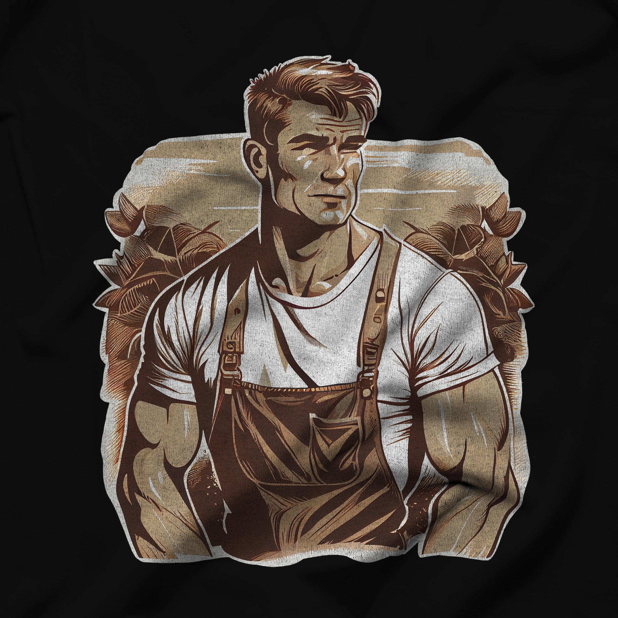 Gay Daddy Farmer Shirt - LGBTQ Pride Gift for Farmer - Handsome Man Graphic Tee - Shirt - Hunky Tops #color_Black