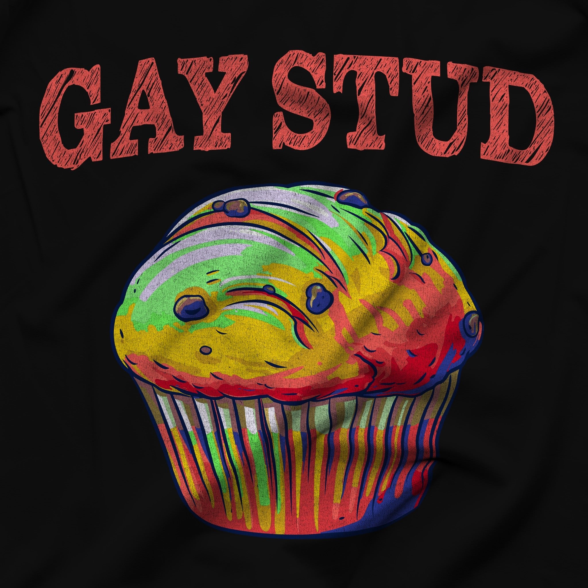Gay Stud Muffin T-Shirt - Flaunt Your Sweet Side - Hunky Tops #color_Black