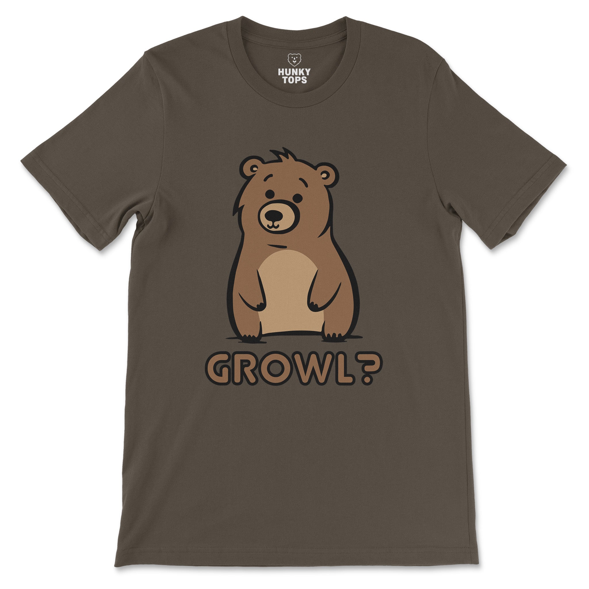 Growl Bear T-Shirt - Cute and Expressive - Hunky Tops #color_Army