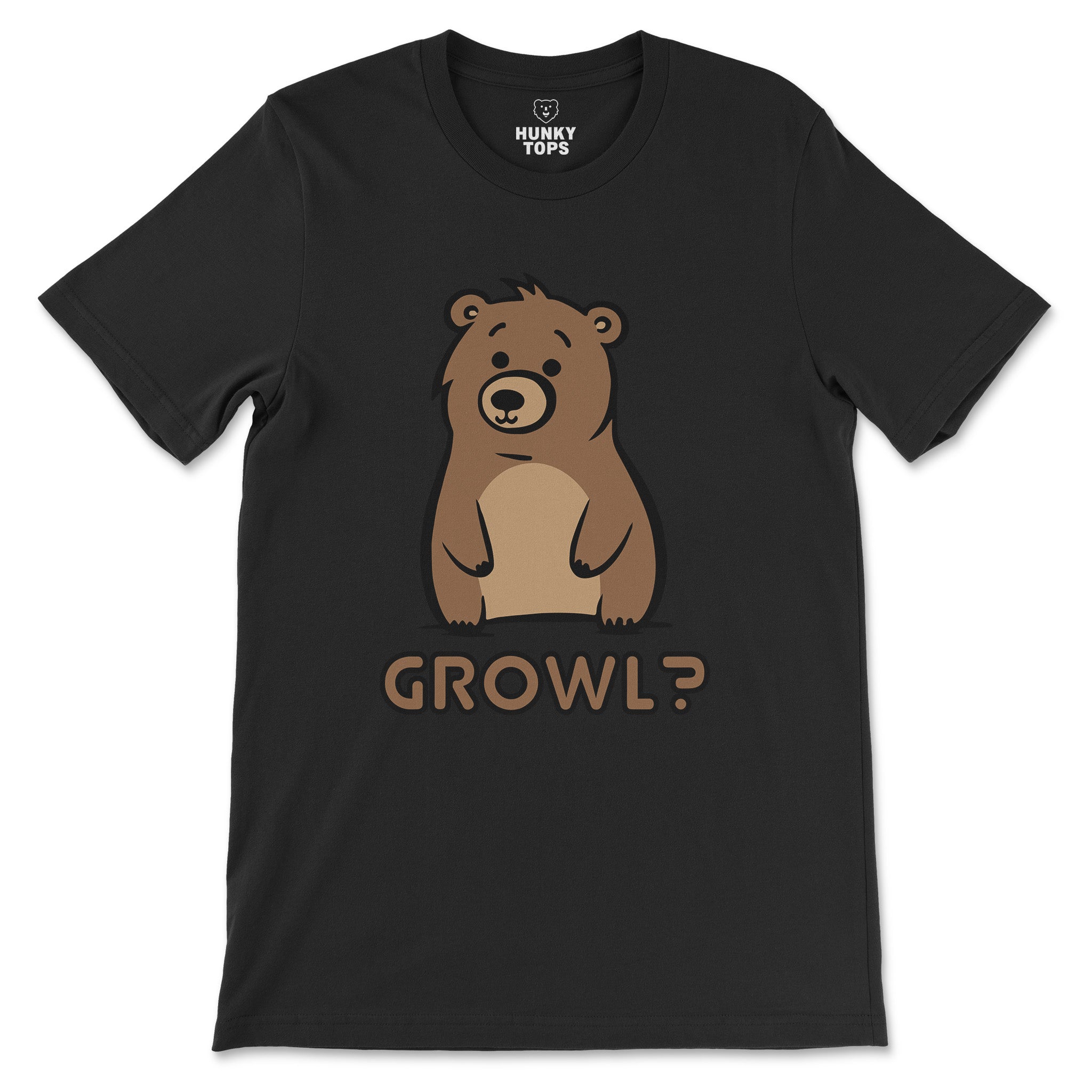 Growl Bear T-Shirt - Cute and Expressive - Hunky Tops #color_Black