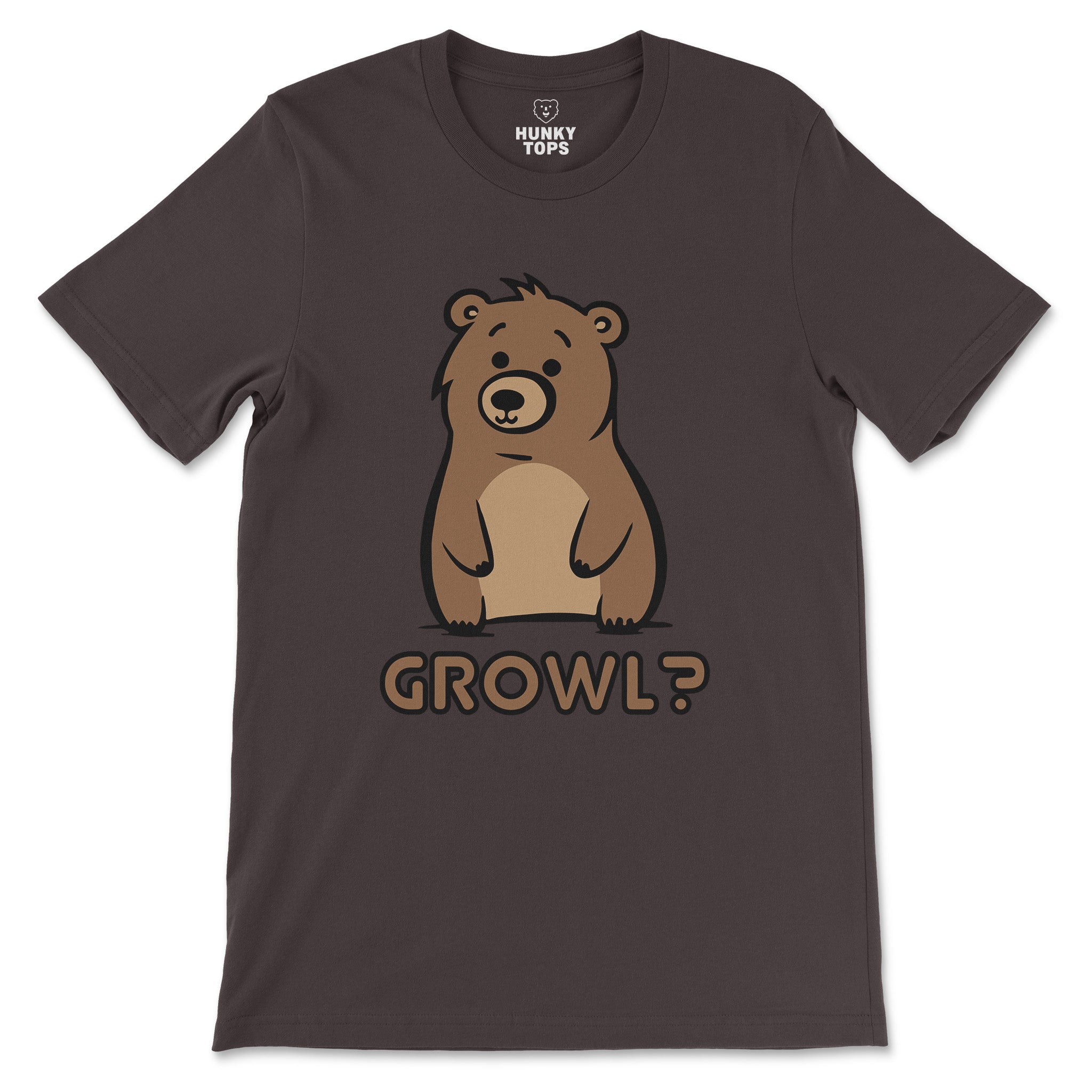 Growl Bear T-Shirt - Cute and Expressive - Hunky Tops #color_Brown