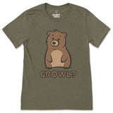 Growl Bear T-Shirt - Cute and Expressive - Hunky Tops #color_Heather Olive