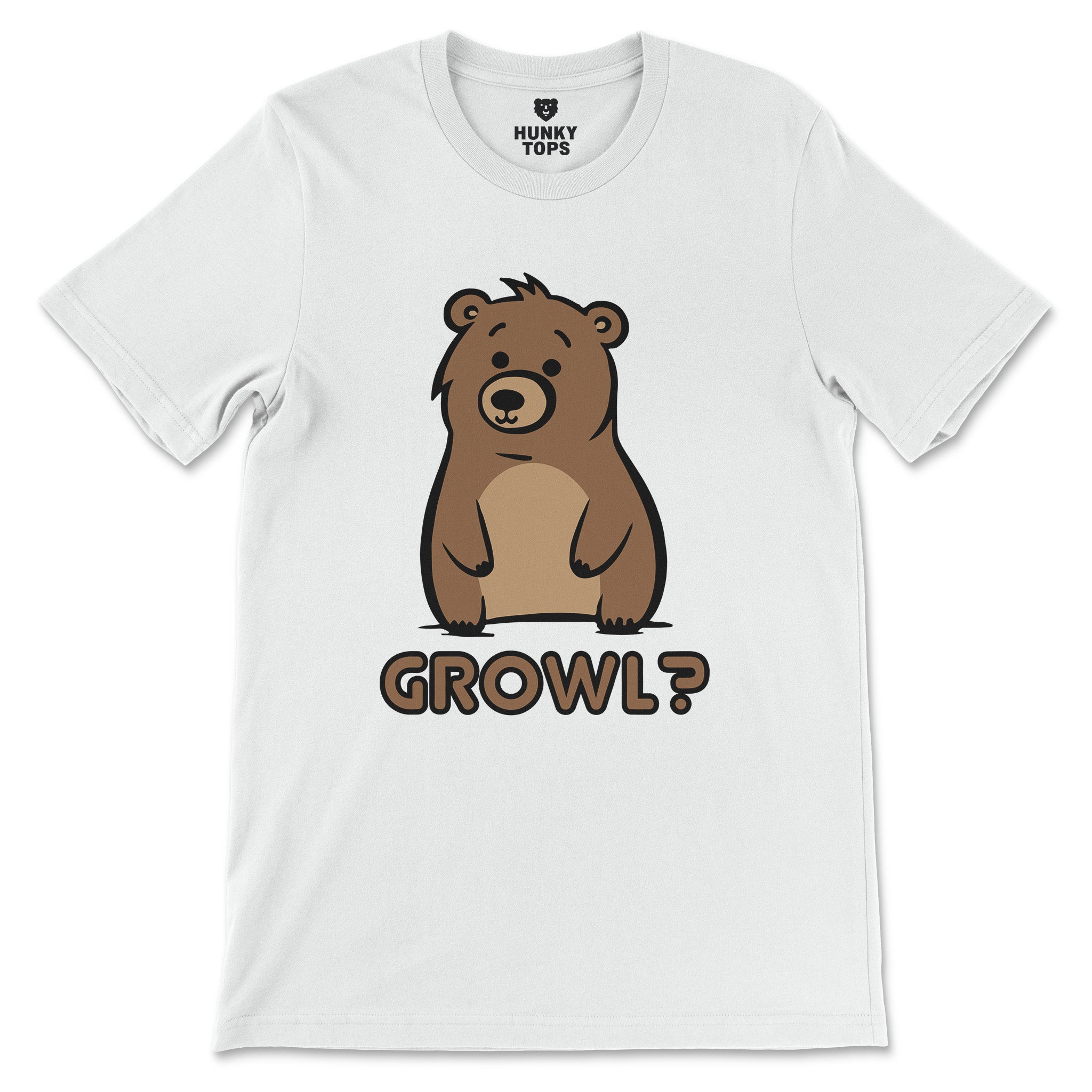 Growl Bear T-Shirt - Cute and Expressive - Hunky Tops #color_White