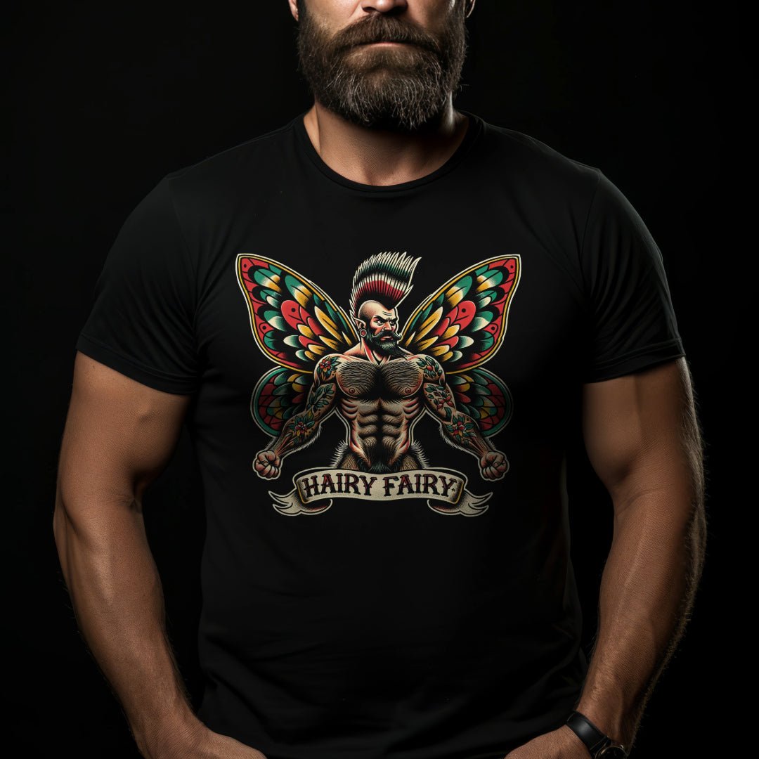 Hairy Fairy Muscle Magic Tee – Flaunt Your Fantastical Side - Hunky Tops #color_Black