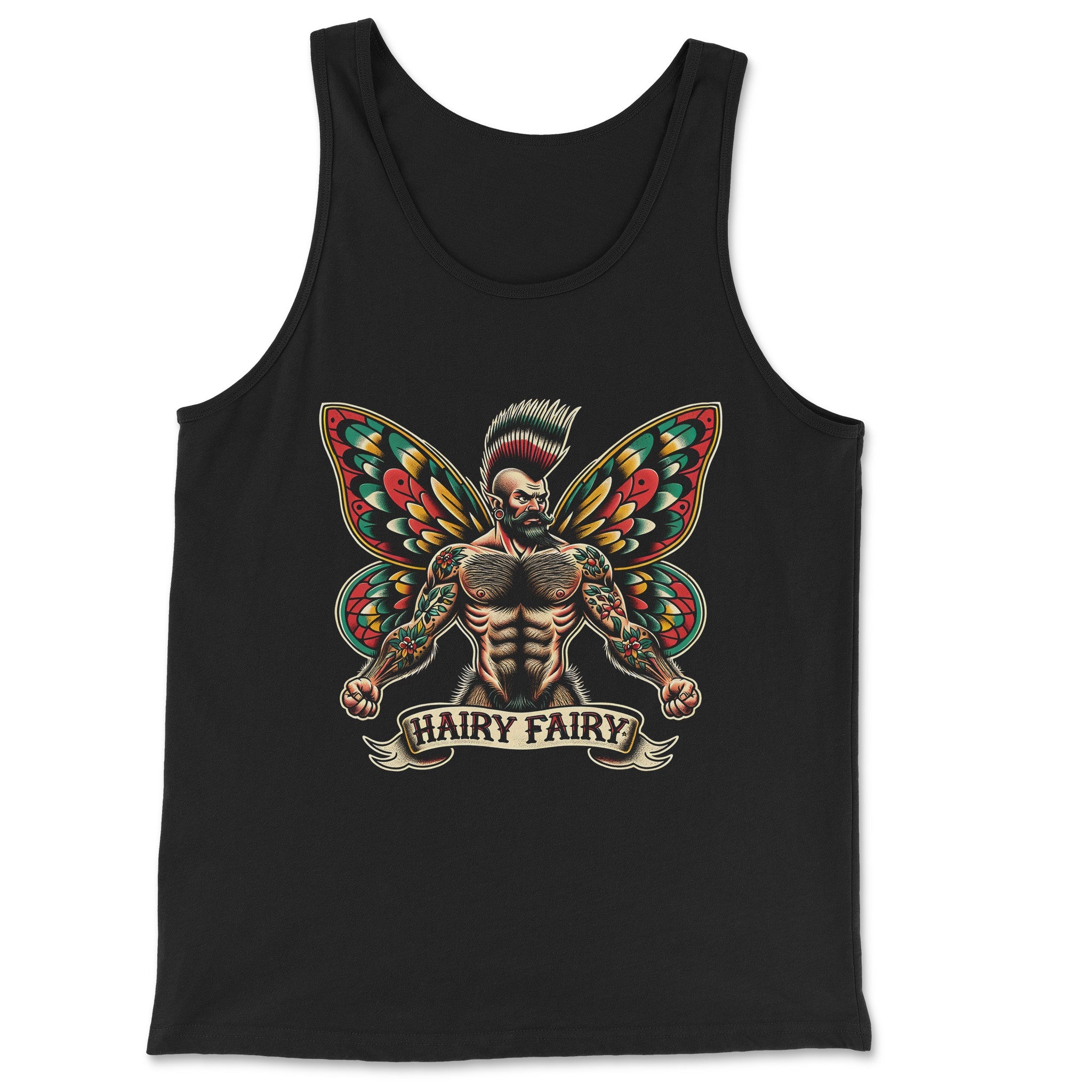 "Hairy Fairy" Muscle Tank Top - Hunky Tops #color_Black