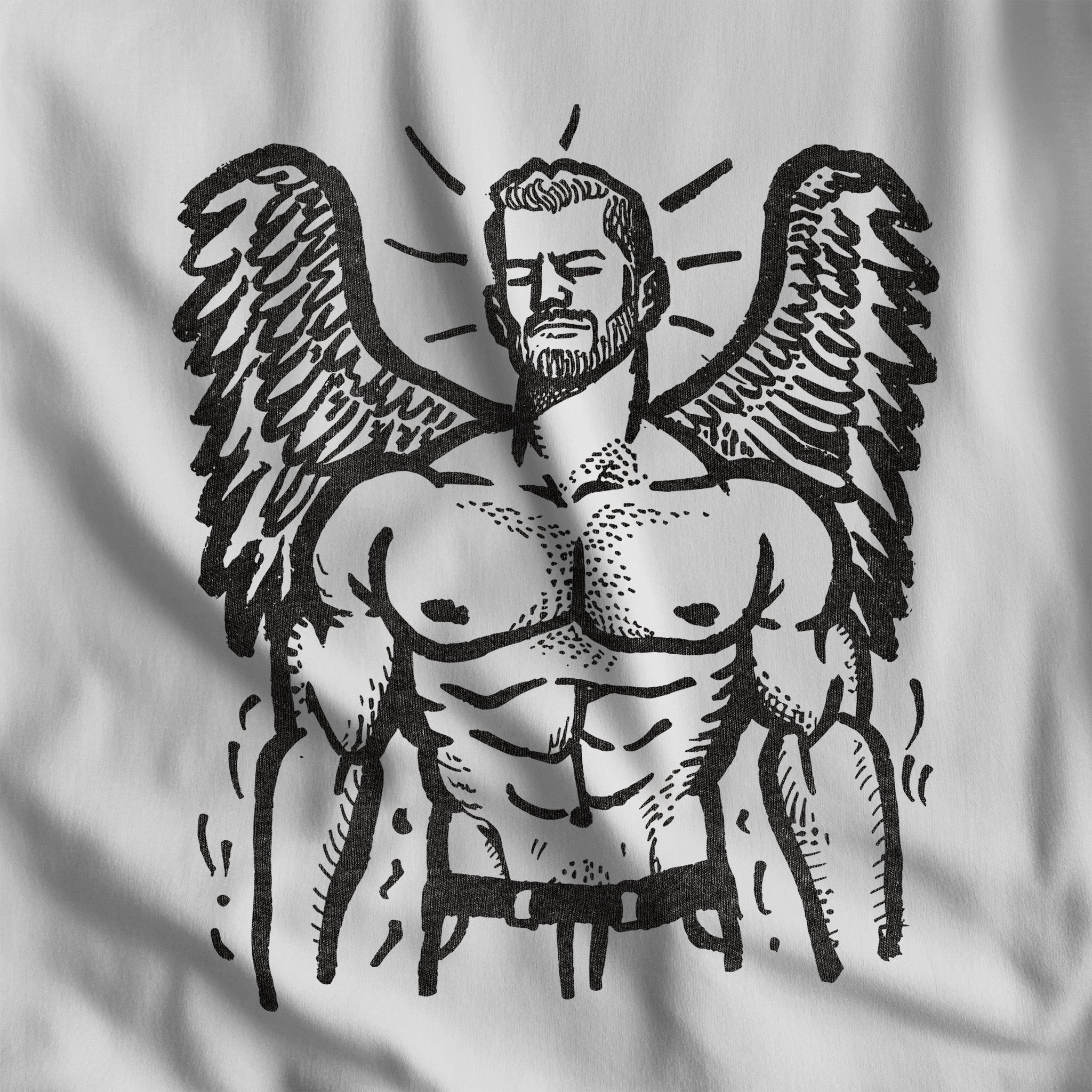 Heavenly Hunk Angel T - Shirt - Hunky Tops #color_White
