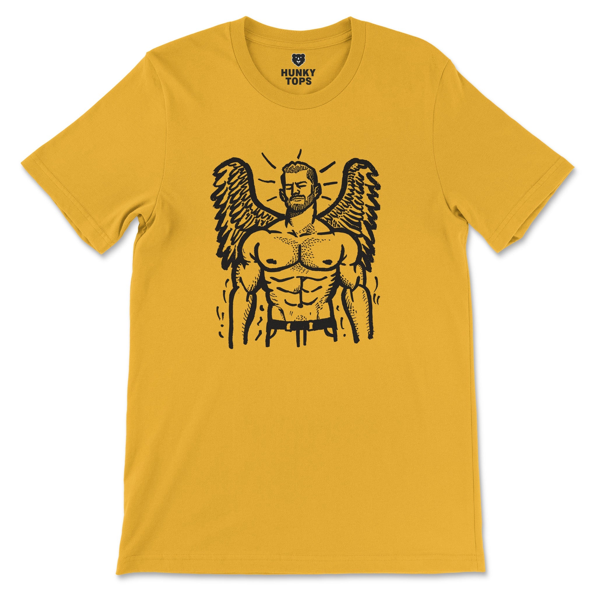 Heavenly Hunk Angel T - Shirt - Hunky Tops #color_Gold