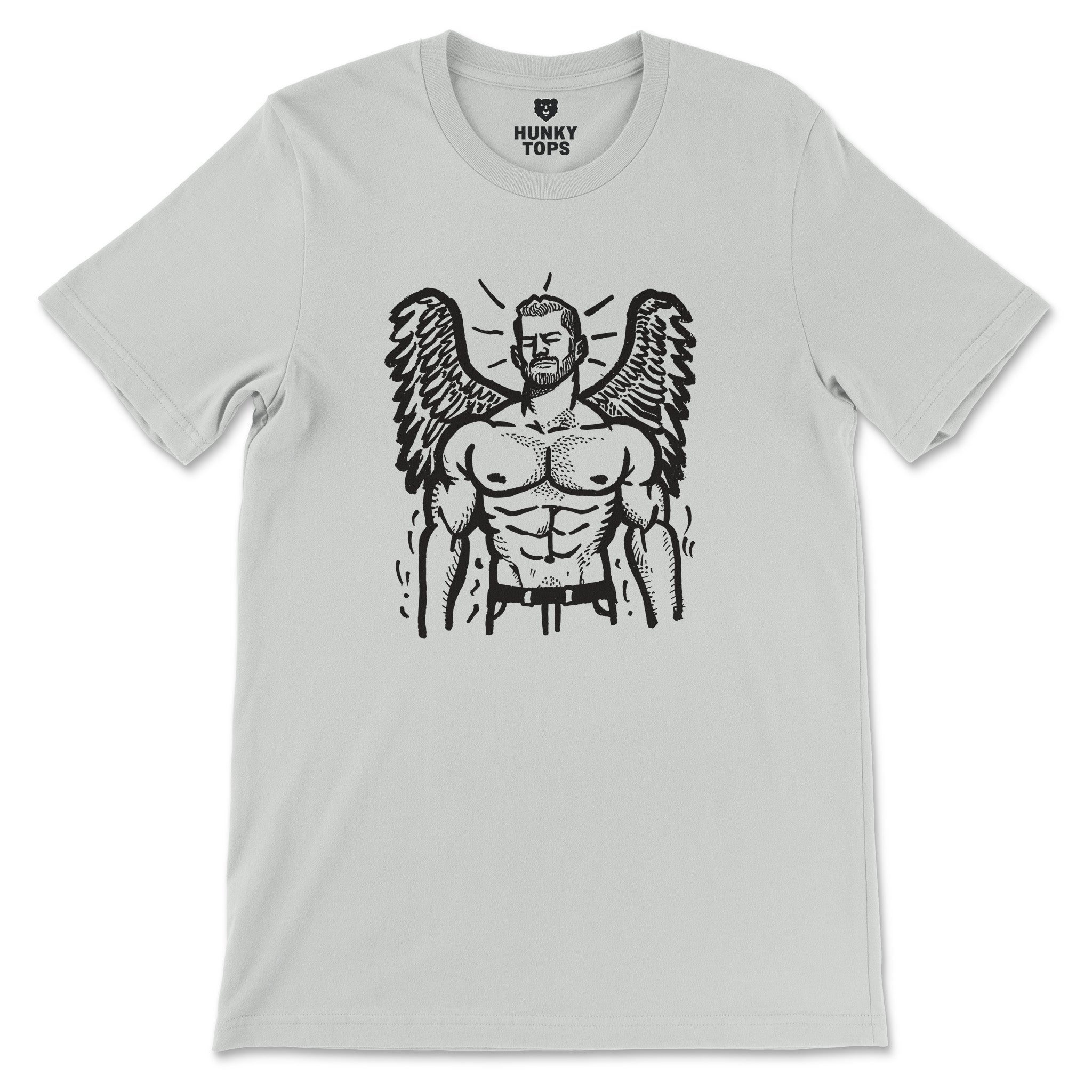 Heavenly Hunk Angel T - Shirt - Hunky Tops #color_Silver