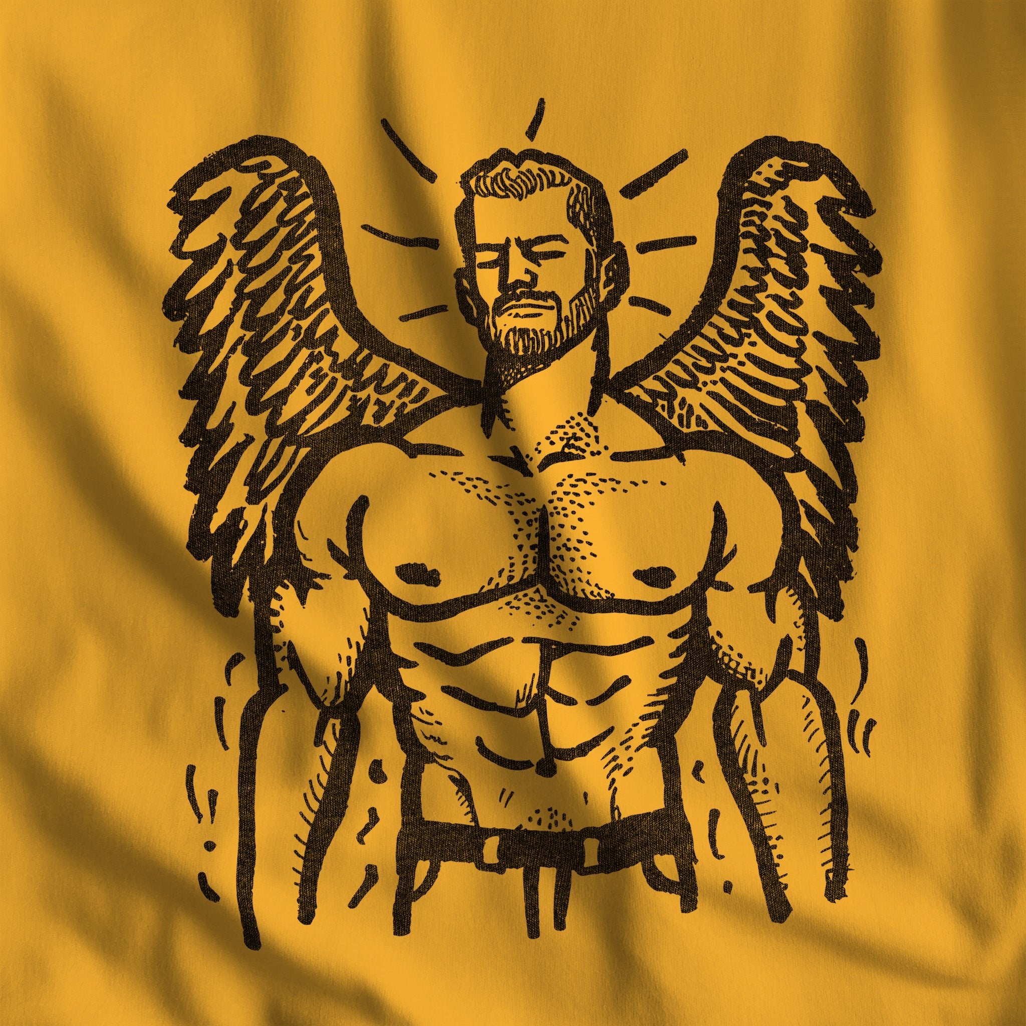 Heavenly Hunk Angel T - Shirt - Hunky Tops #color_Gold