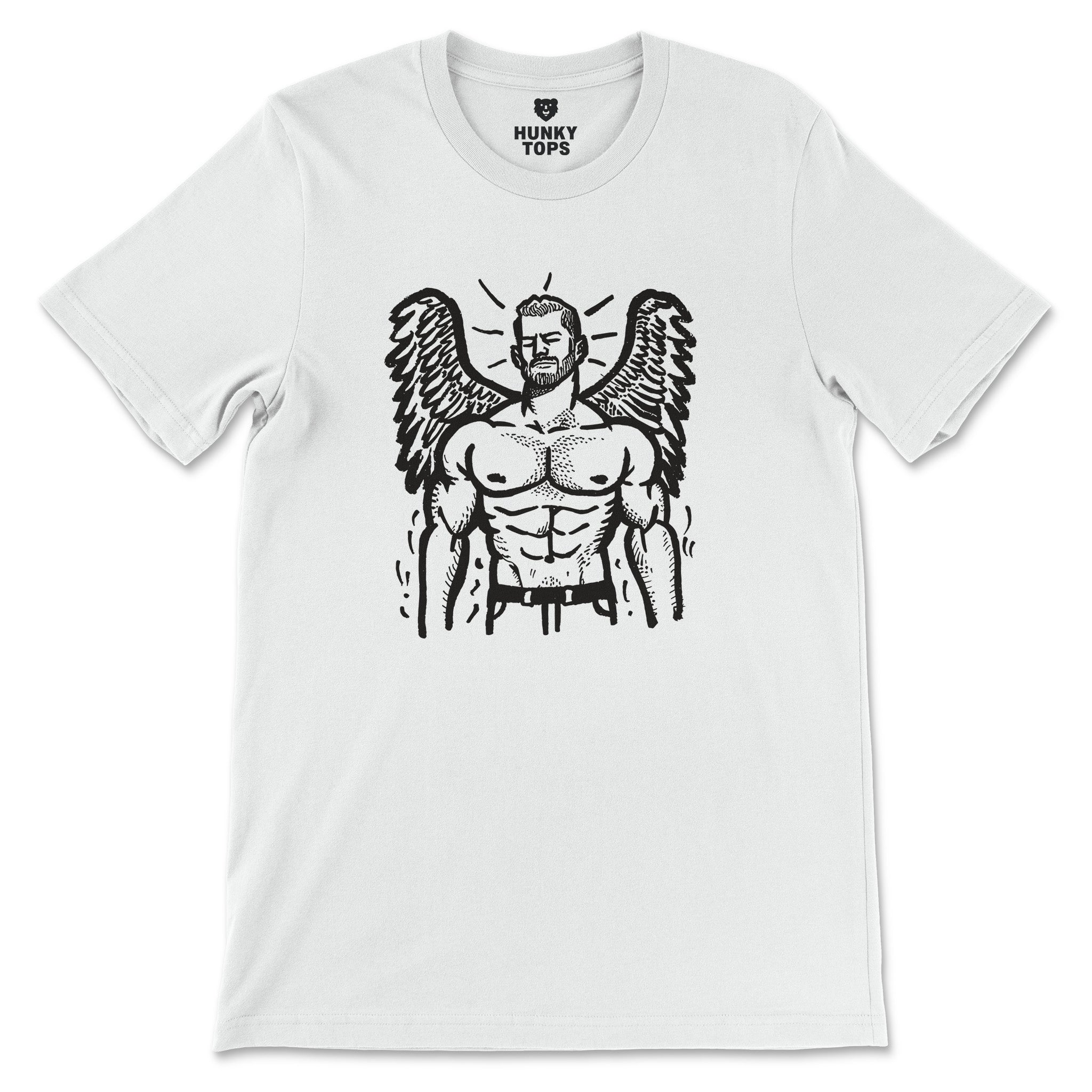 Heavenly Hunk Angel T - Shirt - Hunky Tops #color_White