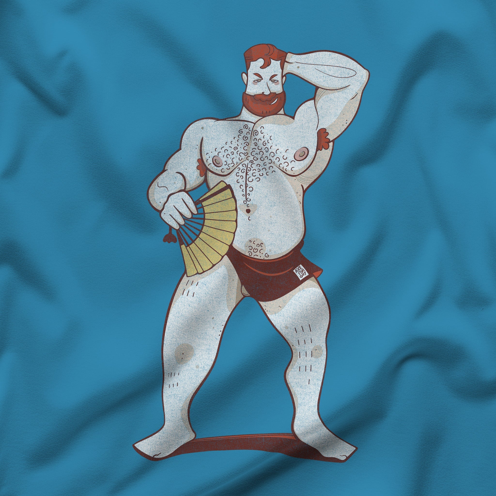 Hot Ginger Bear Summer Fan Tee - Hunky Tops #color_Aqua