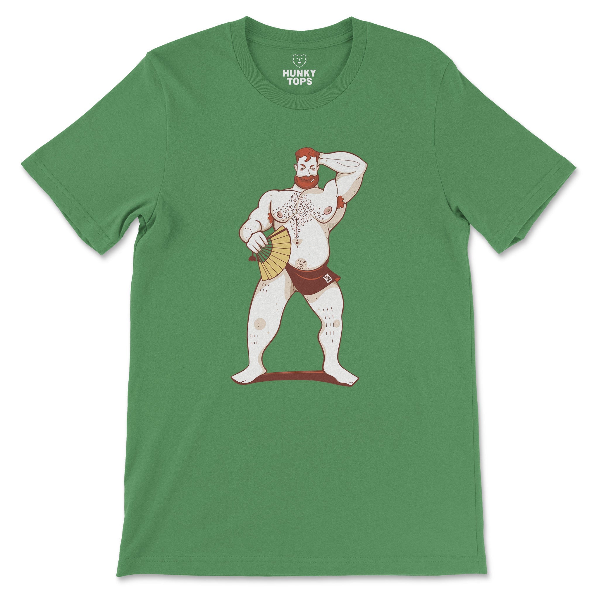 Hot Ginger Bear Summer Fan Tee - Hunky Tops #color_Leaf