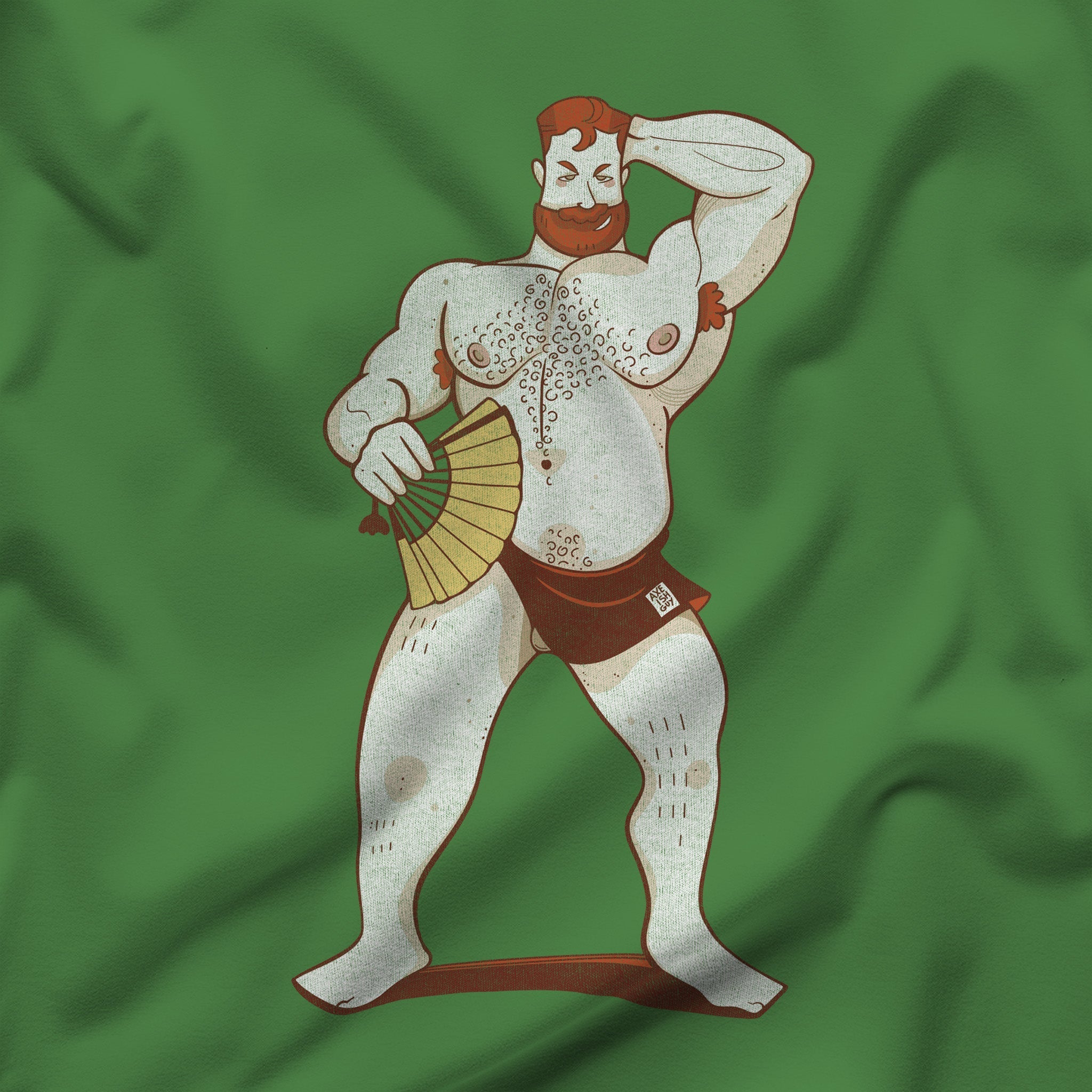 Hot Ginger Bear Summer Fan Tee - Hunky Tops #color_Leaf