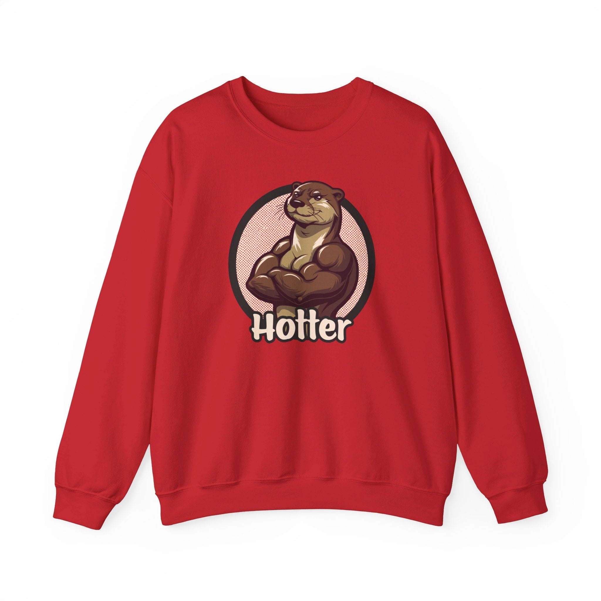 Hotter Muscular Otter Sweatshirt - Hunky Tops #color_Red