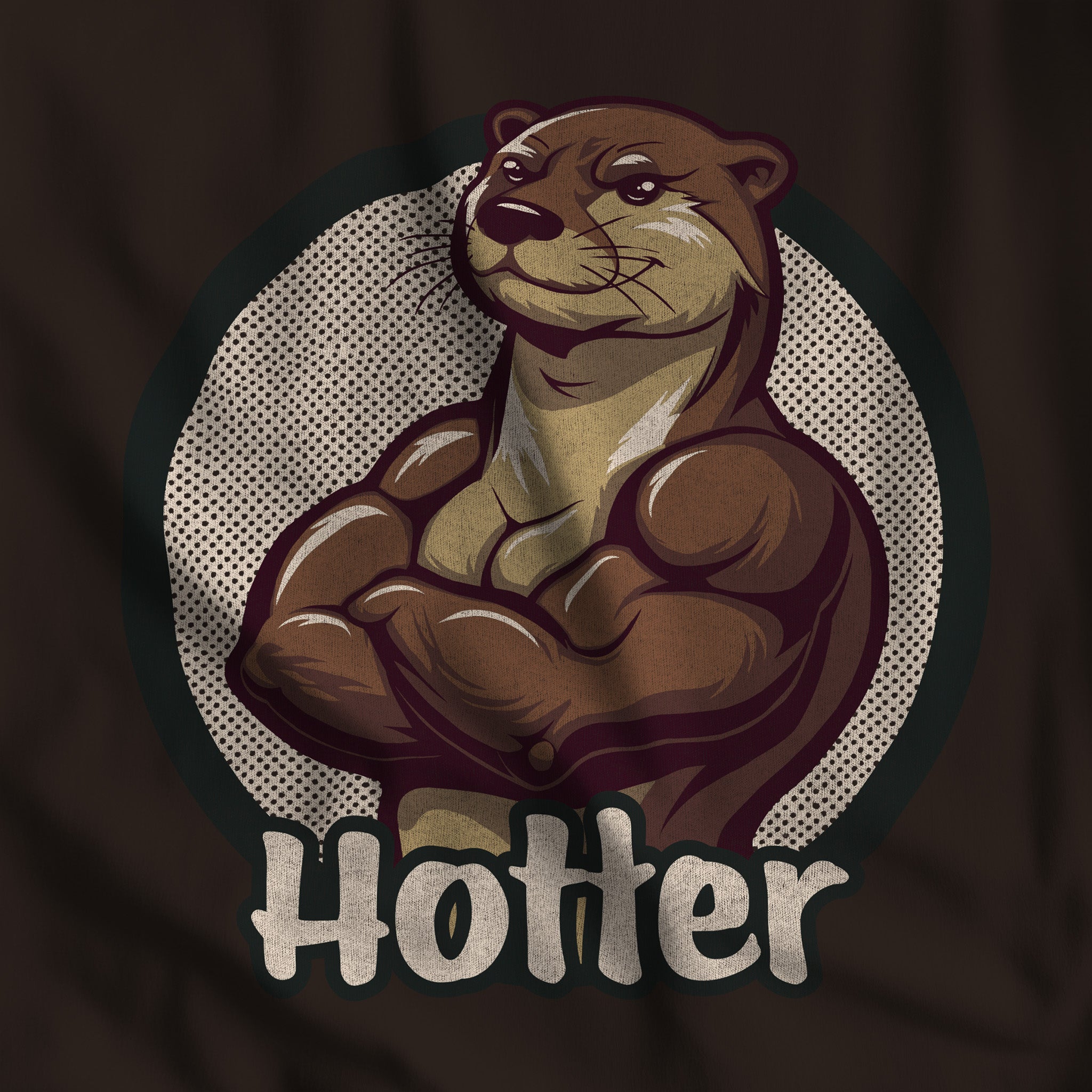 Hotter Muscular Otter T - Shirt - Hunky Tops #color_Brown