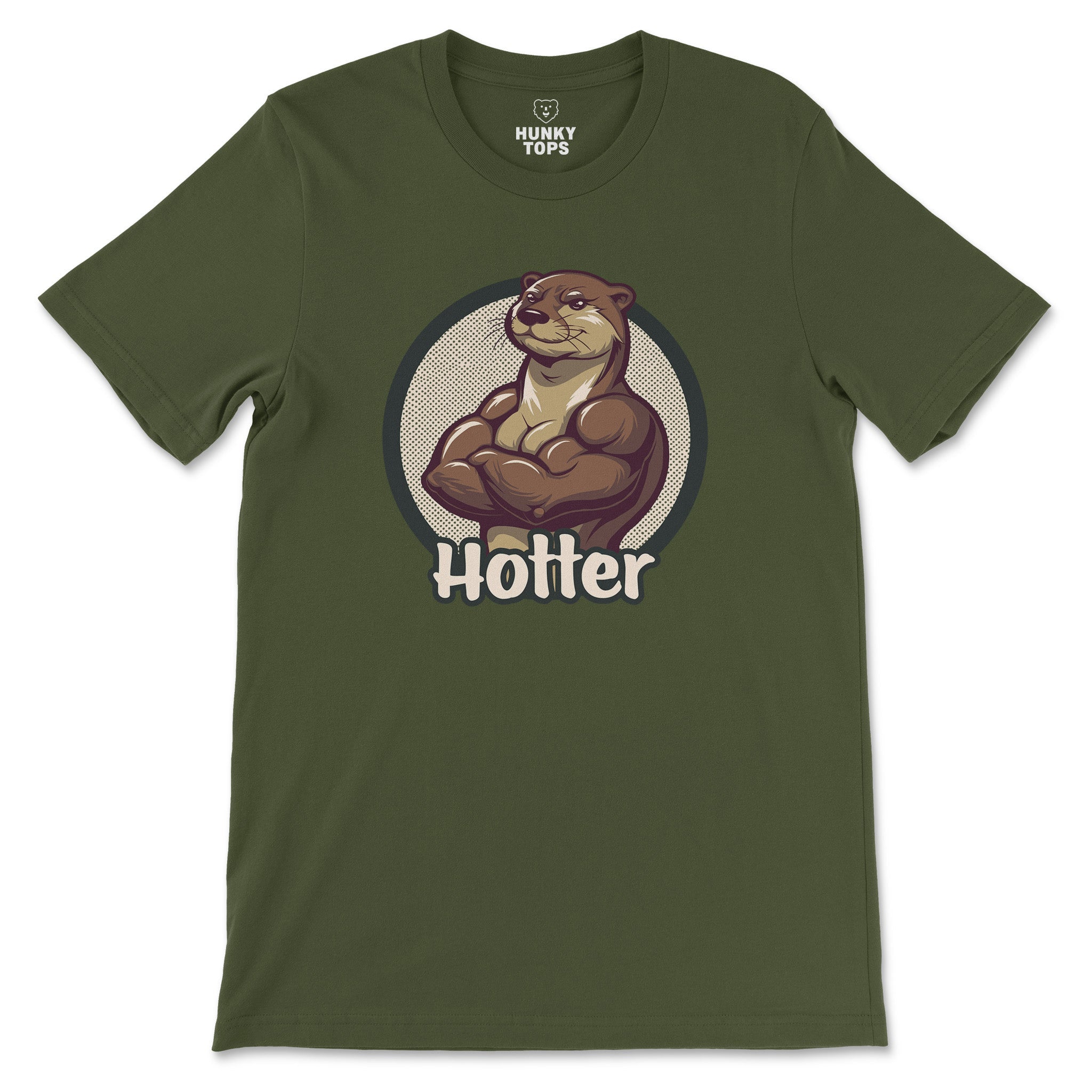 Hotter Muscular Otter T - Shirt - Hunky Tops #color_Olive