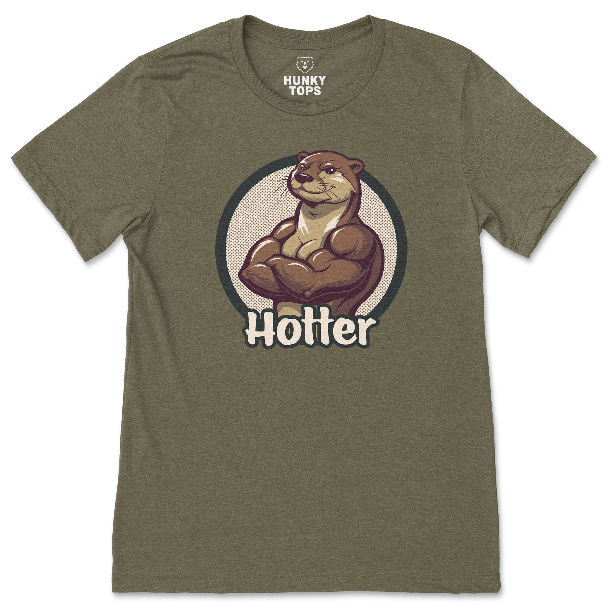 Hotter Muscular Otter T - Shirt - Hunky Tops #color_Heather Olive