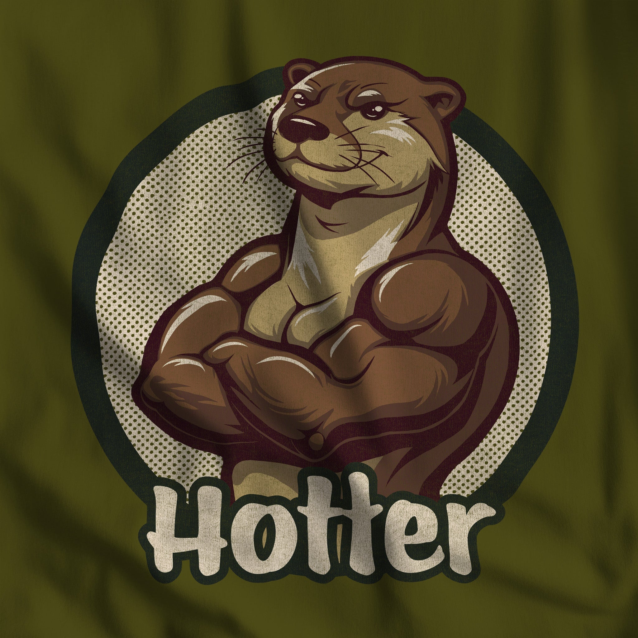 Hotter Muscular Otter T - Shirt - Hunky Tops #color_Olive