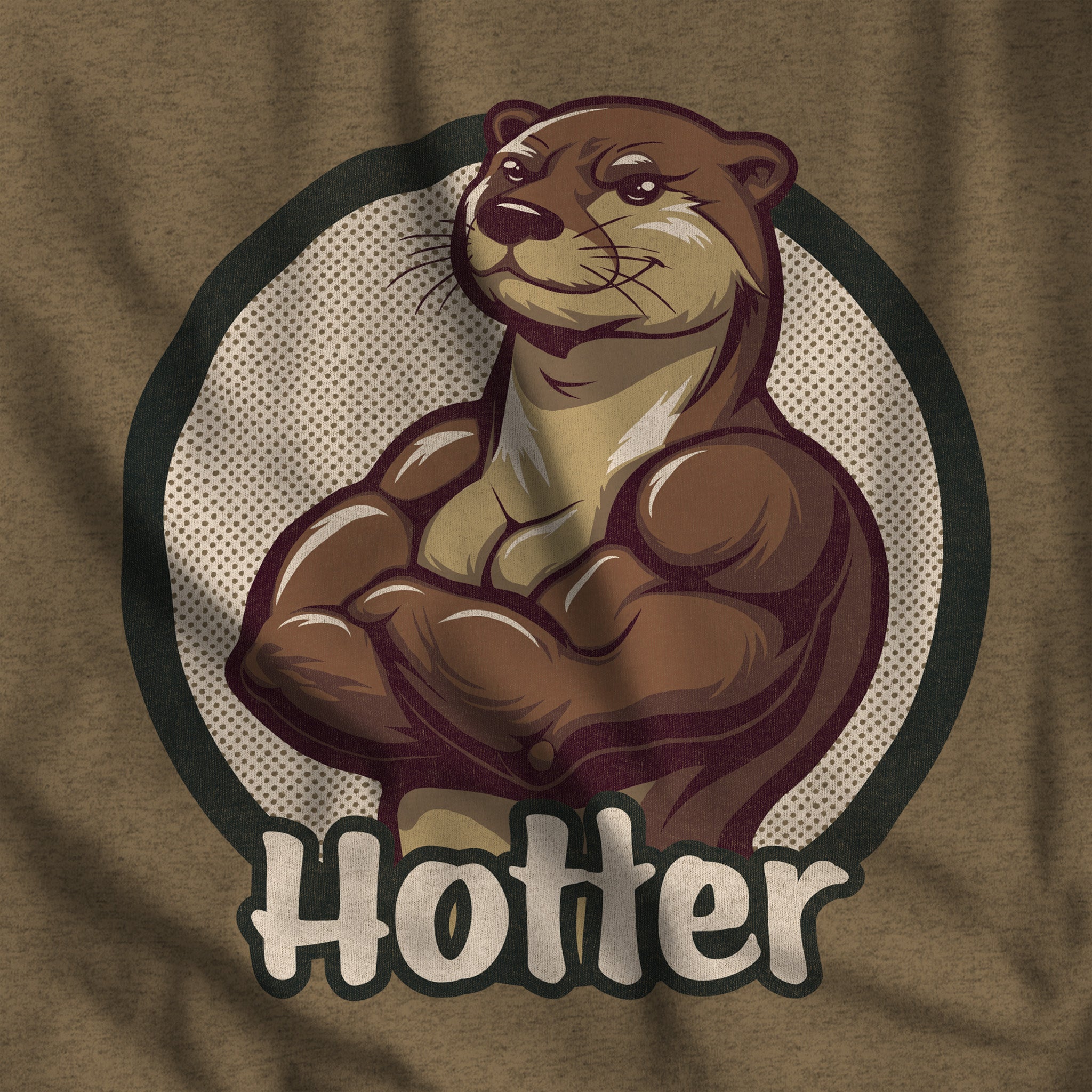 Hotter Muscular Otter T - Shirt - Hunky Tops #color_Heather Olive
