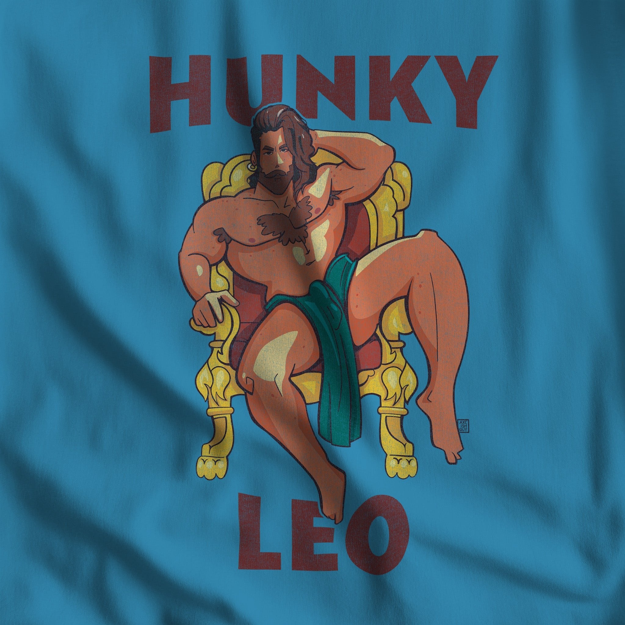 Hunky Leo Zodiac T - Shirt by Axeishguy - Hunky Tops #color_Aqua