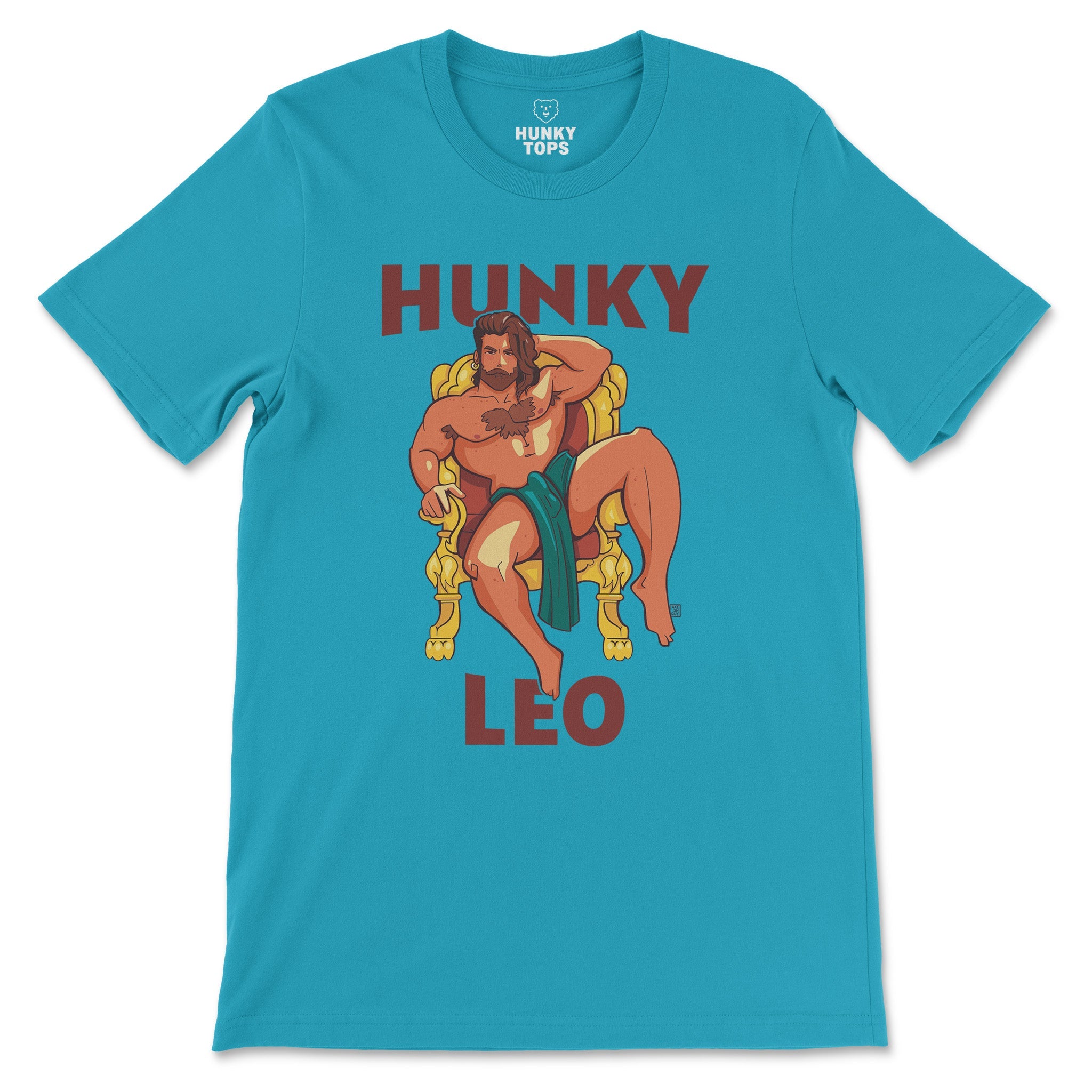 Hunky Leo Zodiac T - Shirt by Axeishguy - Hunky Tops #color_Aqua