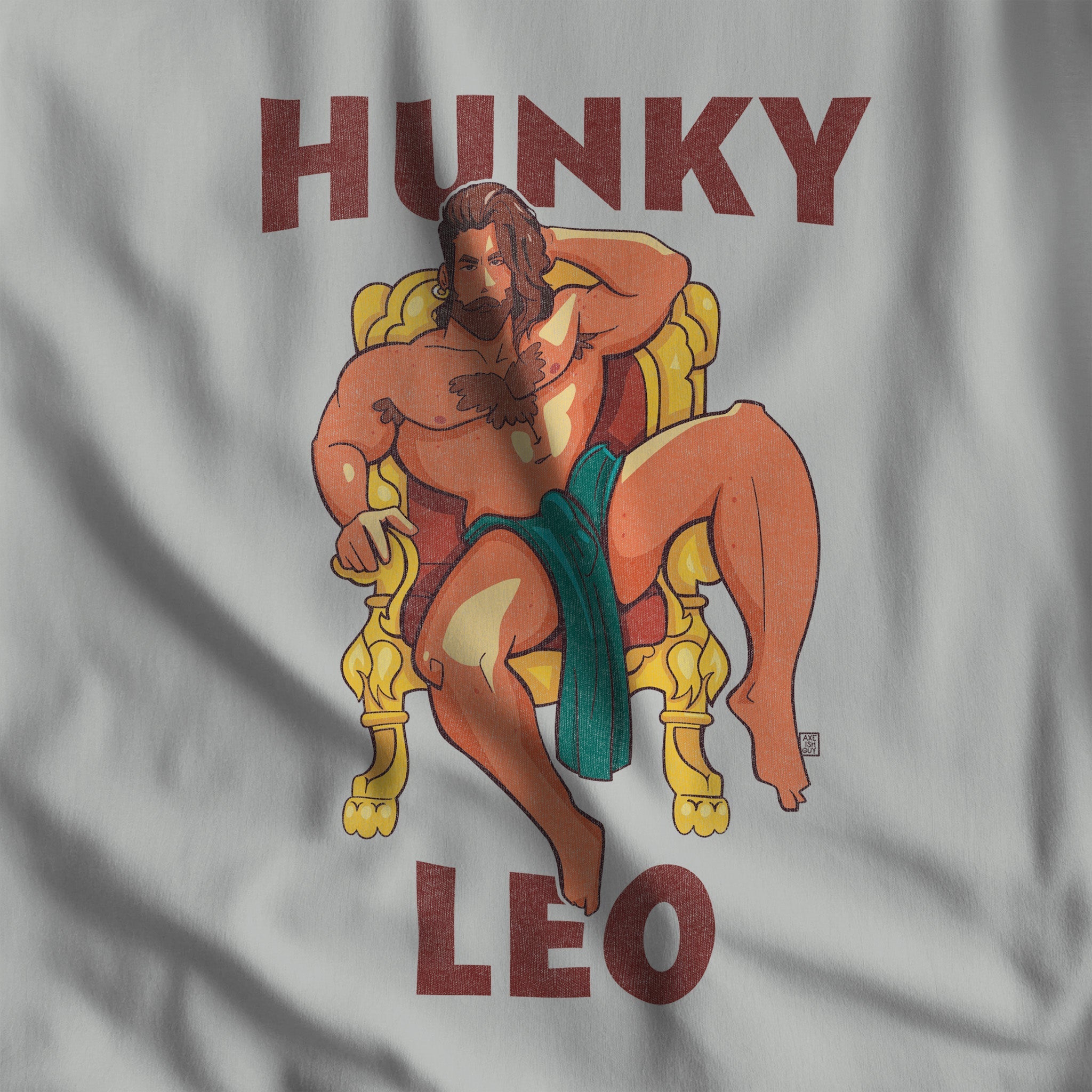Hunky Leo Zodiac T - Shirt by Axeishguy - Hunky Tops #color_Silver