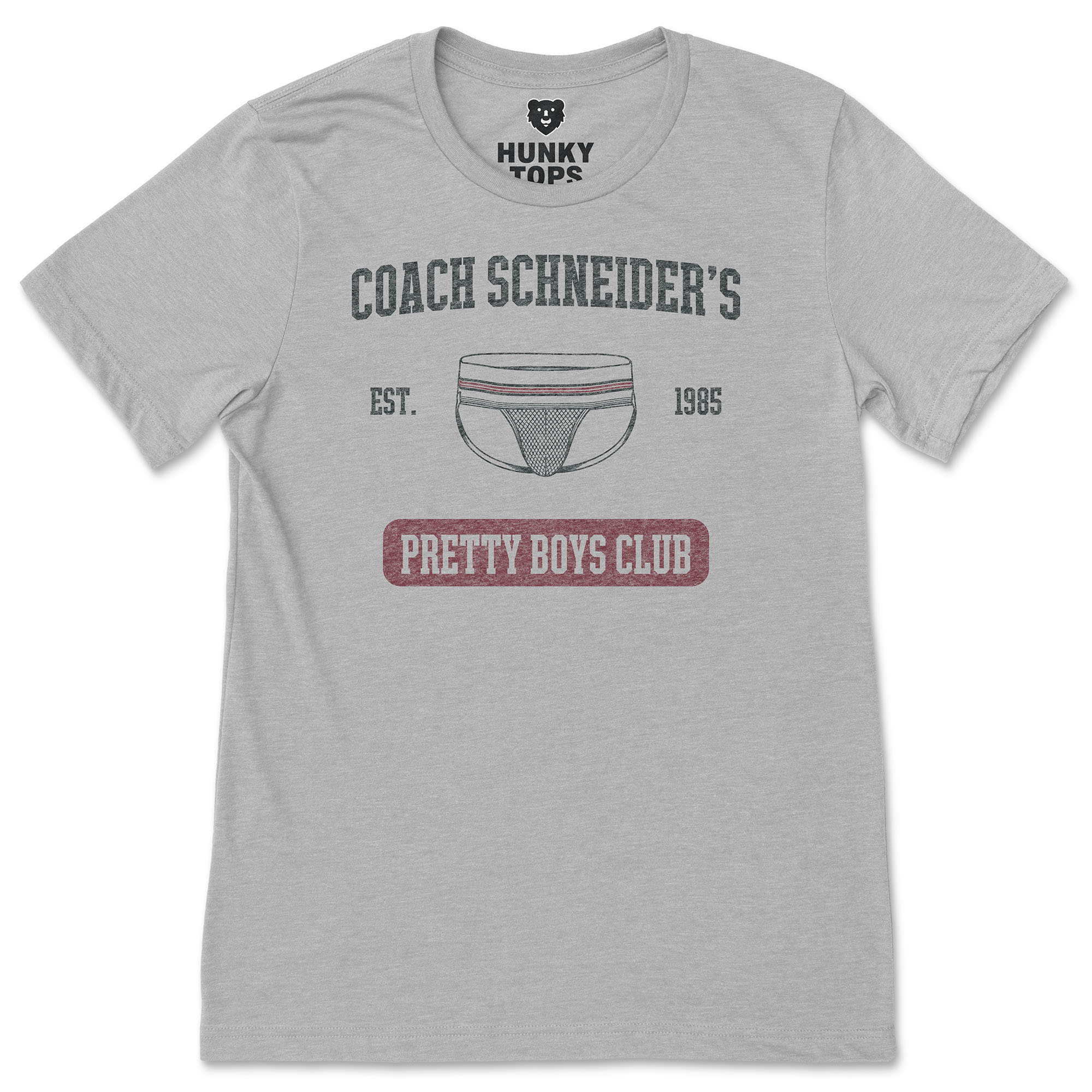 Coach Schneider's Pretty Boys Club vintage athletic graphic t-shirt in Athletic Heather from Hunky Tops #color_Athletic Heather