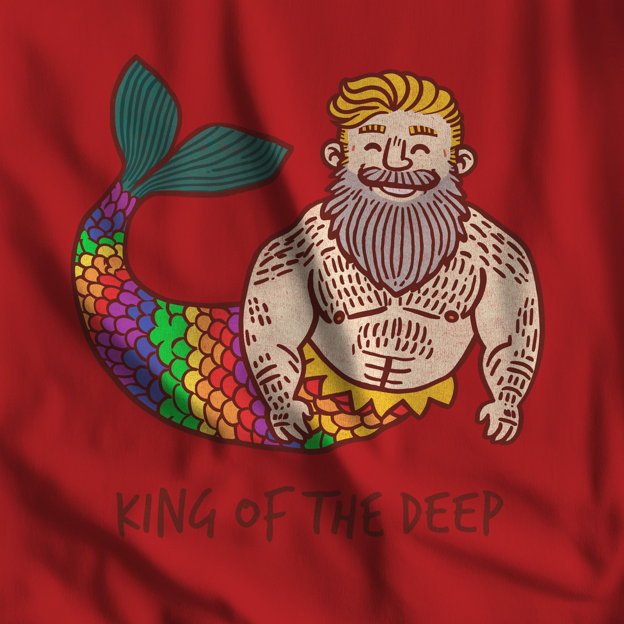 King of the Deep Bearded Merman Tank - Hunky Tops #color_Red