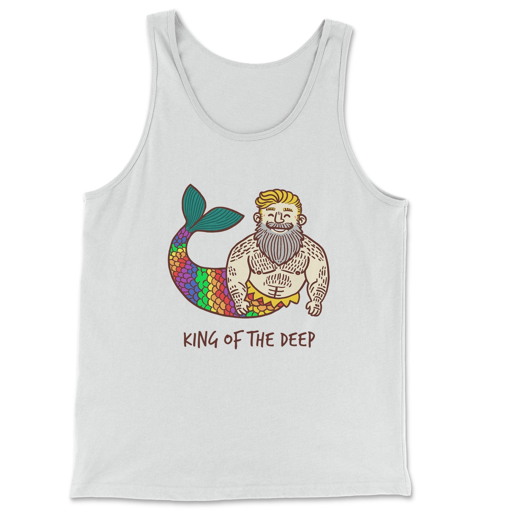King of the Deep Bearded Merman Tank - Hunky Tops #color_White