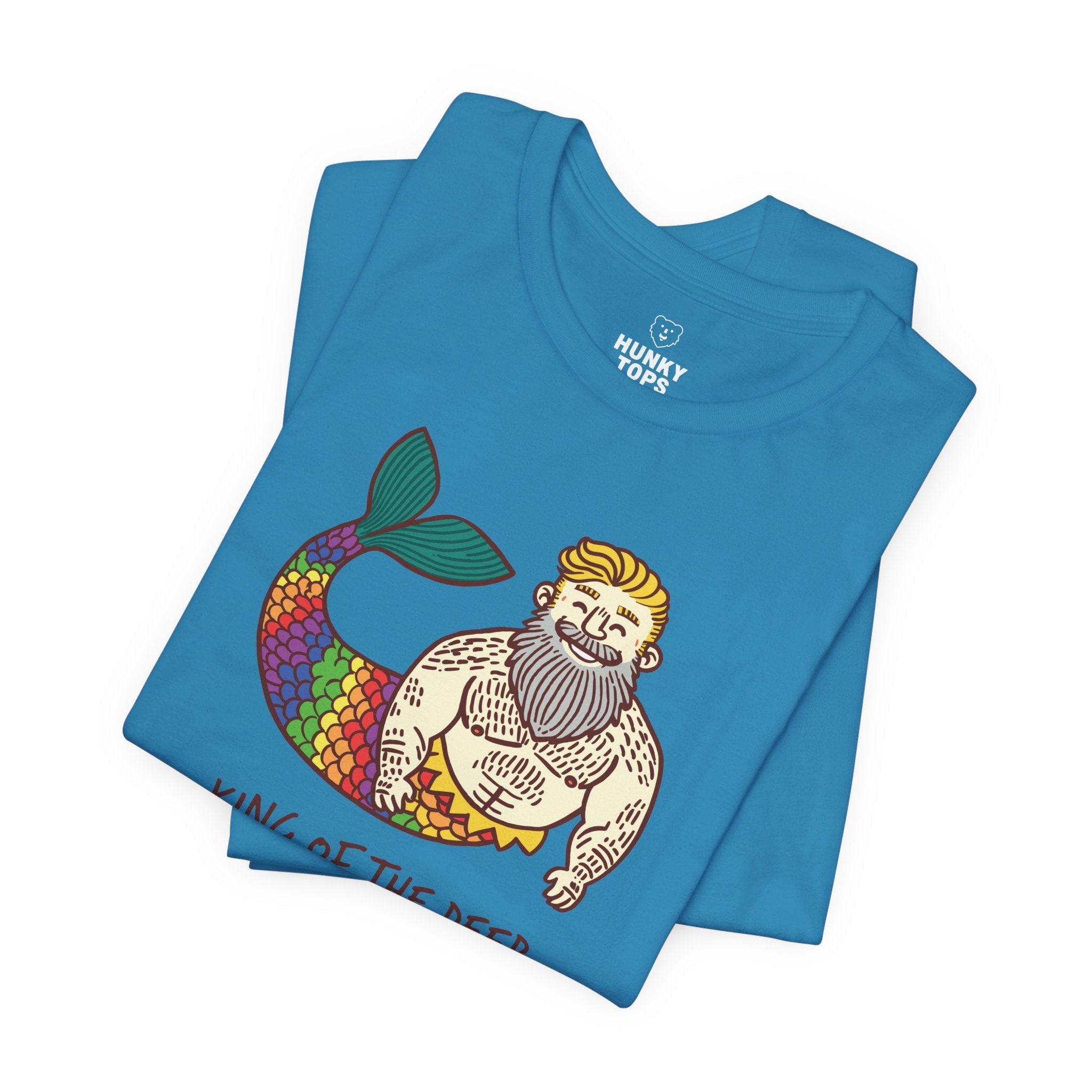 King of the Deep - Bearded Merman Tee - Hunky Tops #color_Aqua