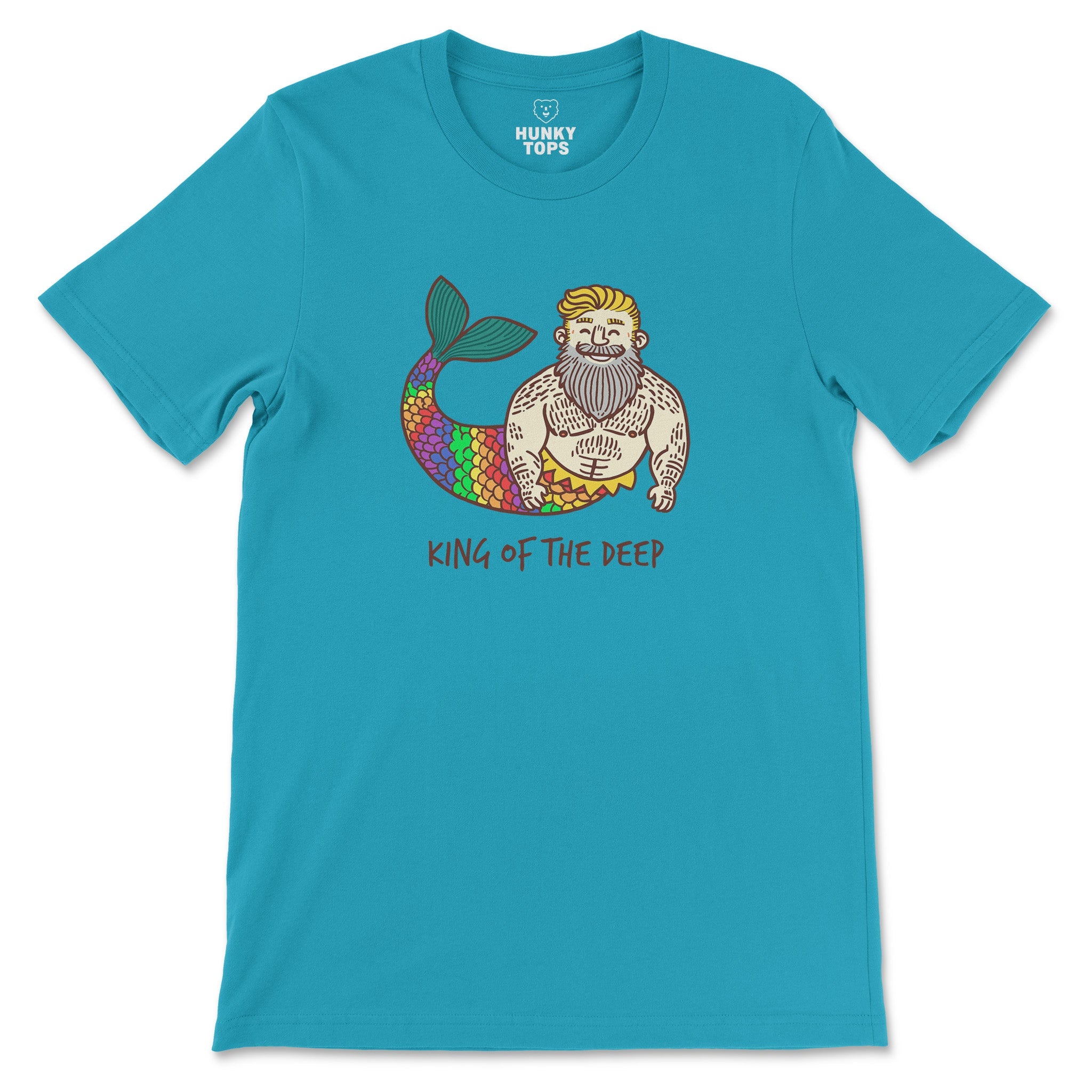 King of the Deep - Bearded Merman Tee - Hunky Tops #color_Aqua