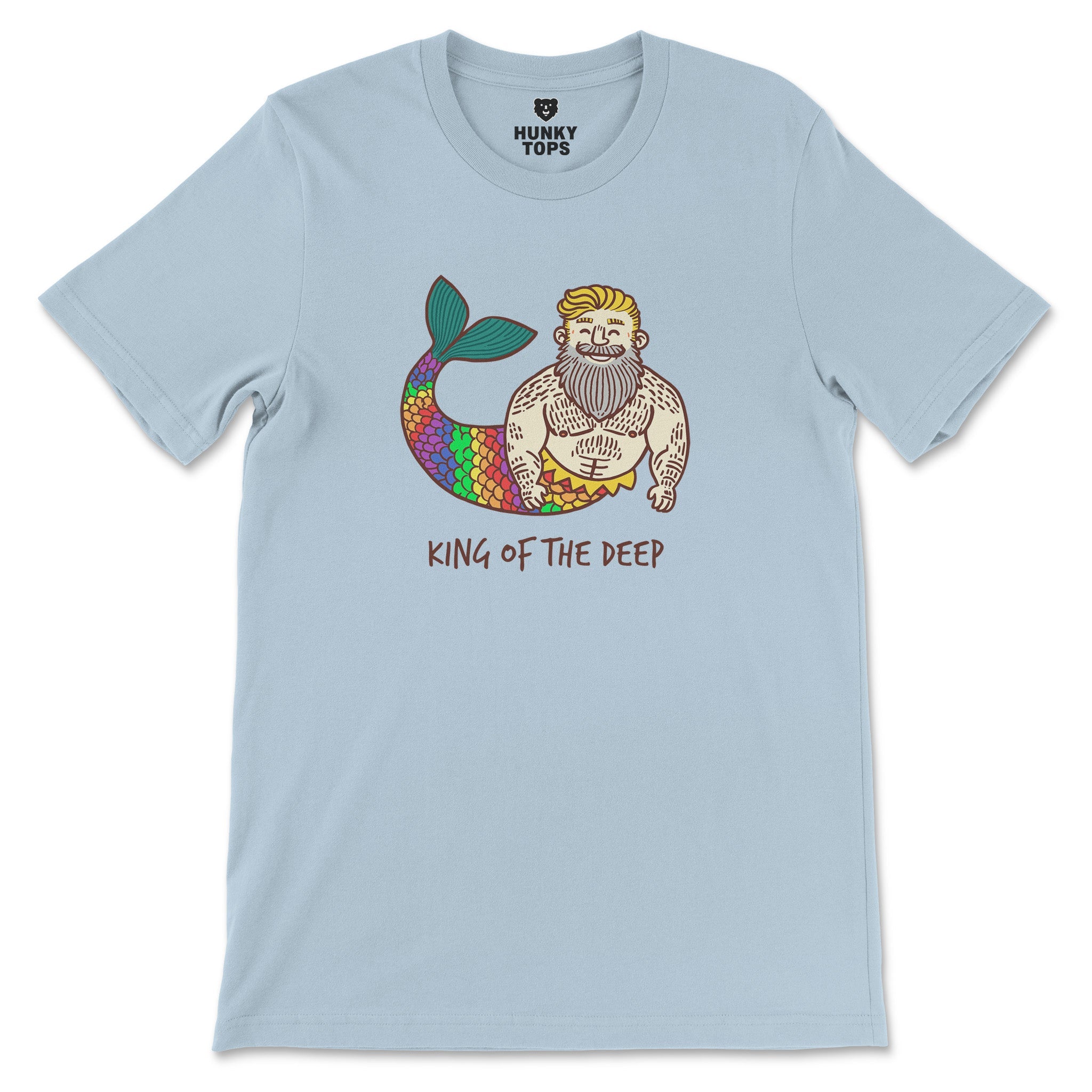 King of the Deep - Bearded Merman Tee - Hunky Tops #color_Baby Blue