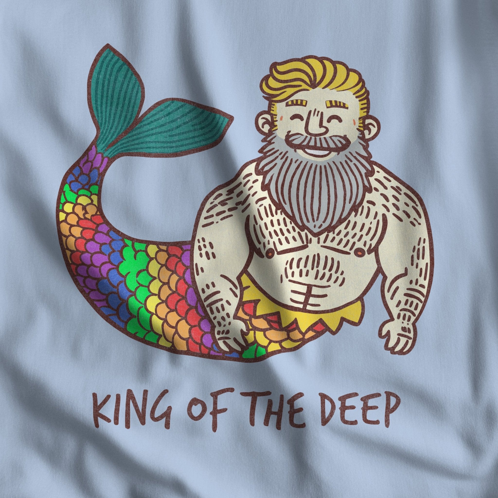 King of the Deep - Bearded Merman Tee - Hunky Tops #color_Baby Blue