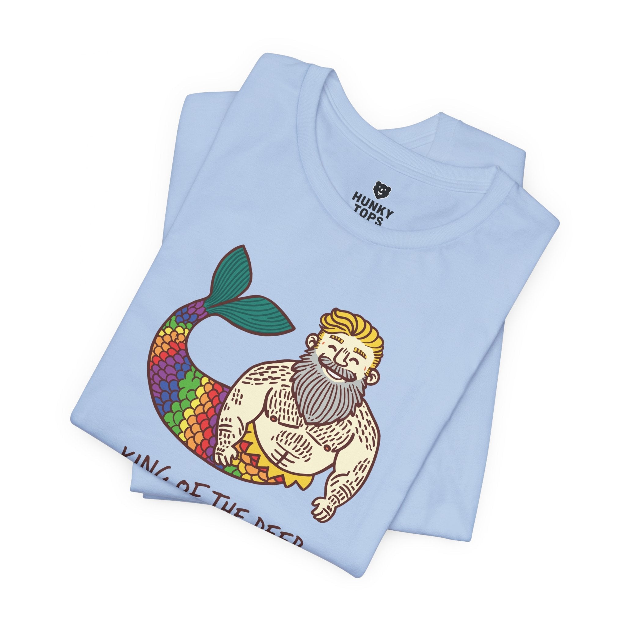 King of the Deep - Bearded Merman Tee - Hunky Tops #color_Baby Blue