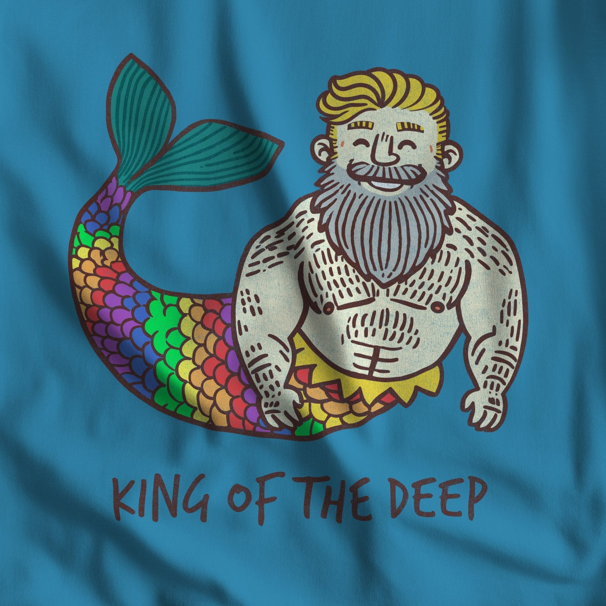 King of the Deep - Bearded Merman Tee - Hunky Tops #color_Aqua